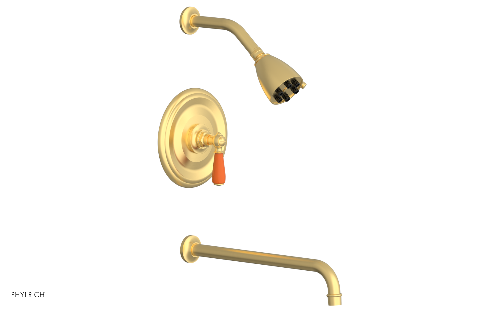 JAMESTOWN - 14" Pressure Balance Tub & Shower Set - Lever Handle with "Orange" Accents 165-27-14