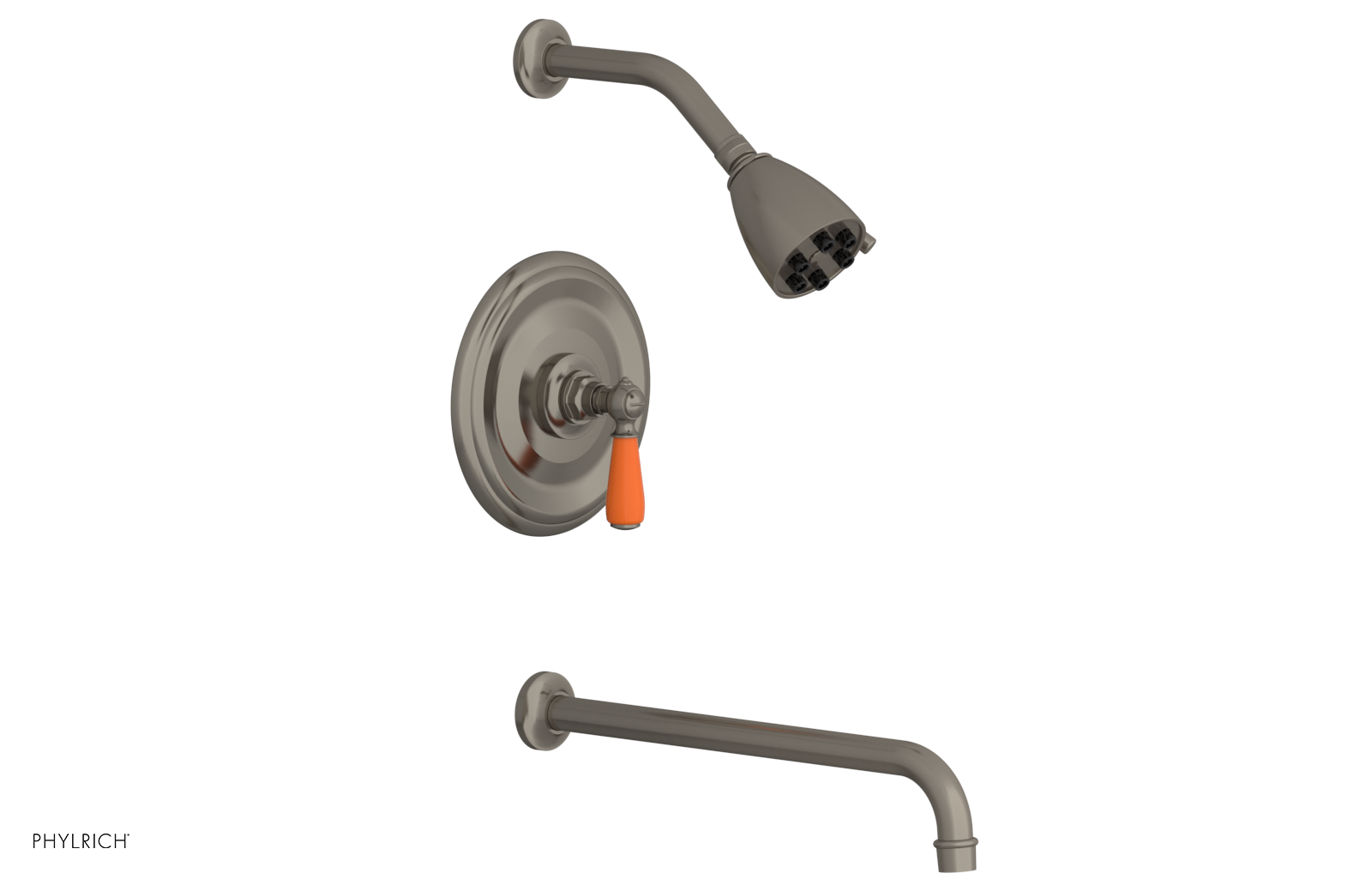 JAMESTOWN - 14" Pressure Balance Tub & Shower Set - Lever Handle with "Orange" Accents 165-27-14