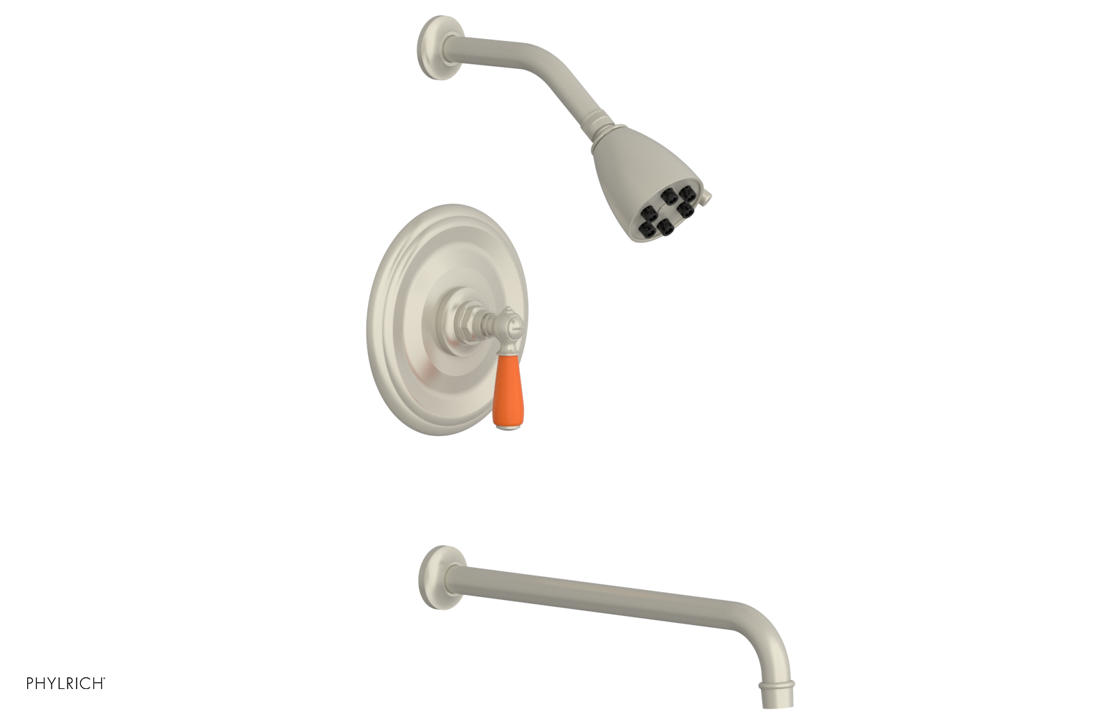 JAMESTOWN - 14" Pressure Balance Tub & Shower Set - Lever Handle with "Orange" Accents 165-27-14