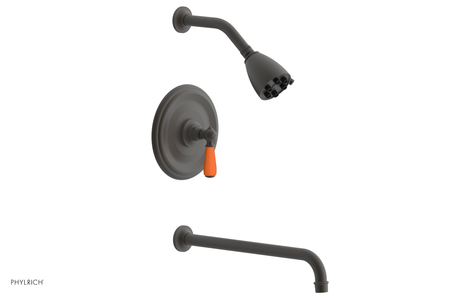 JAMESTOWN - 14" Pressure Balance Tub & Shower Set - Lever Handle with "Orange" Accents 165-27-14
