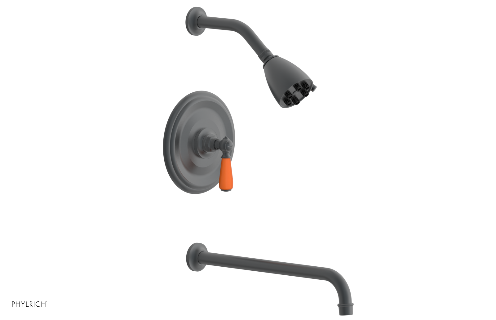 JAMESTOWN - 14" Pressure Balance Tub & Shower Set - Lever Handle with "Orange" Accents 165-27-14