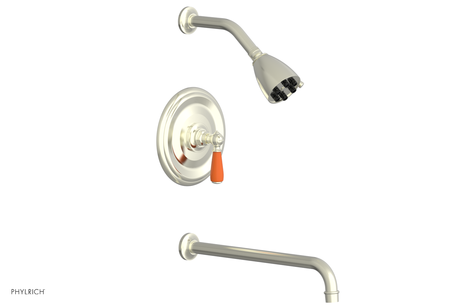 JAMESTOWN - 14" Pressure Balance Tub & Shower Set - Lever Handle with "Orange" Accents 165-27-14