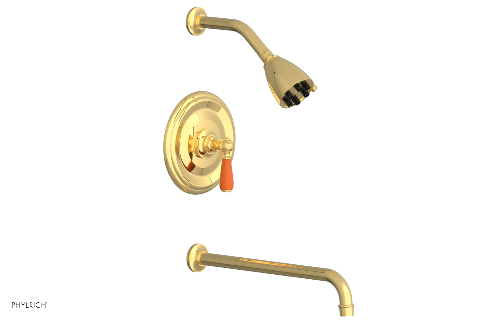 JAMESTOWN - 14" Pressure Balance Tub & Shower Set - Lever Handle with "Orange" Accents 165-27-14