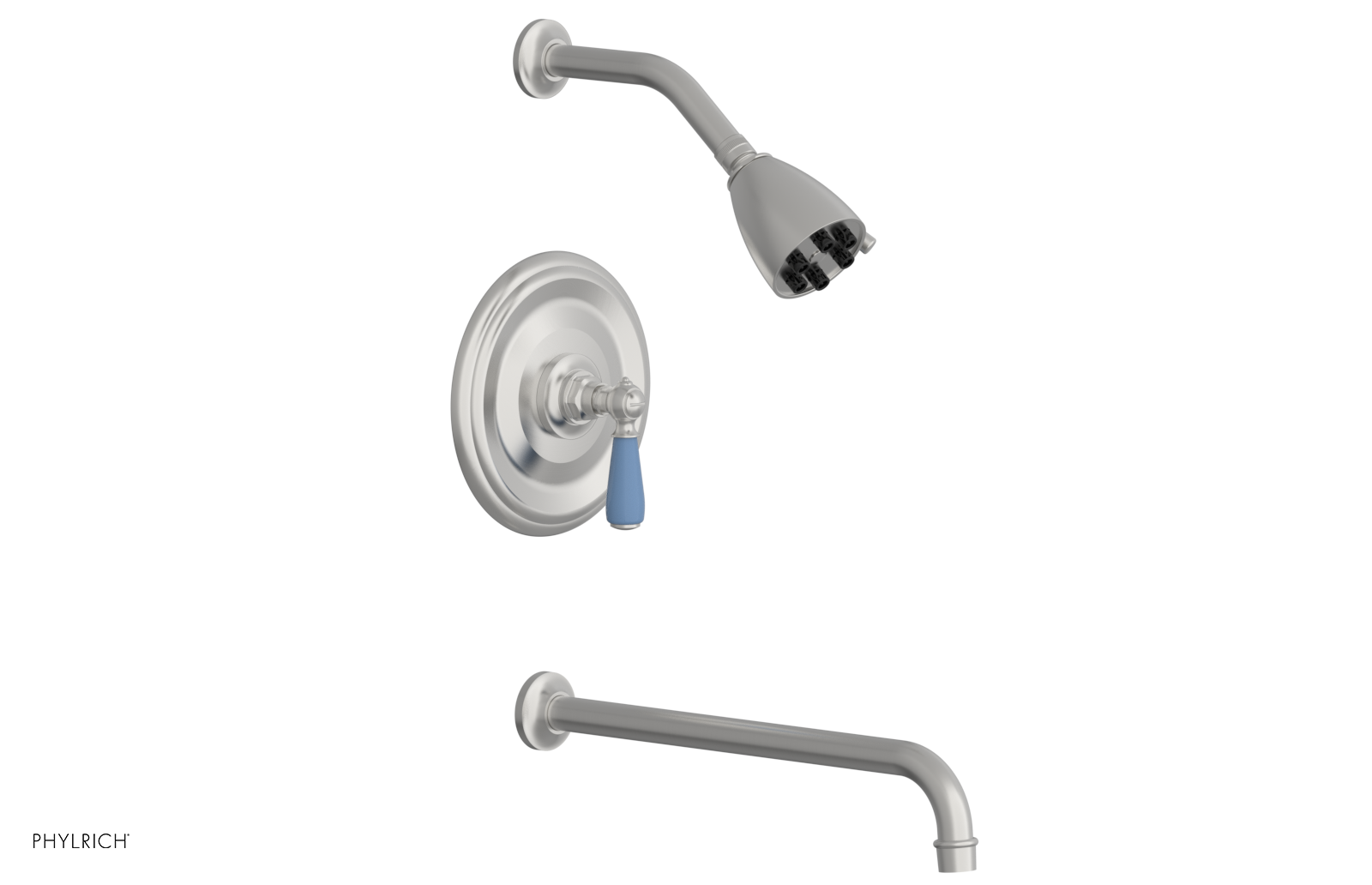 JAMESTOWN - 14" Pressure Balance Tub & Shower Set - Lever Handle with "Light Blue" Accents 165-27-14