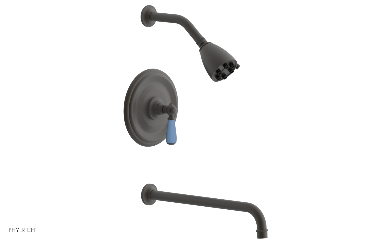 JAMESTOWN - 14" Pressure Balance Tub & Shower Set - Lever Handle with "Light Blue" Accents 165-27-14