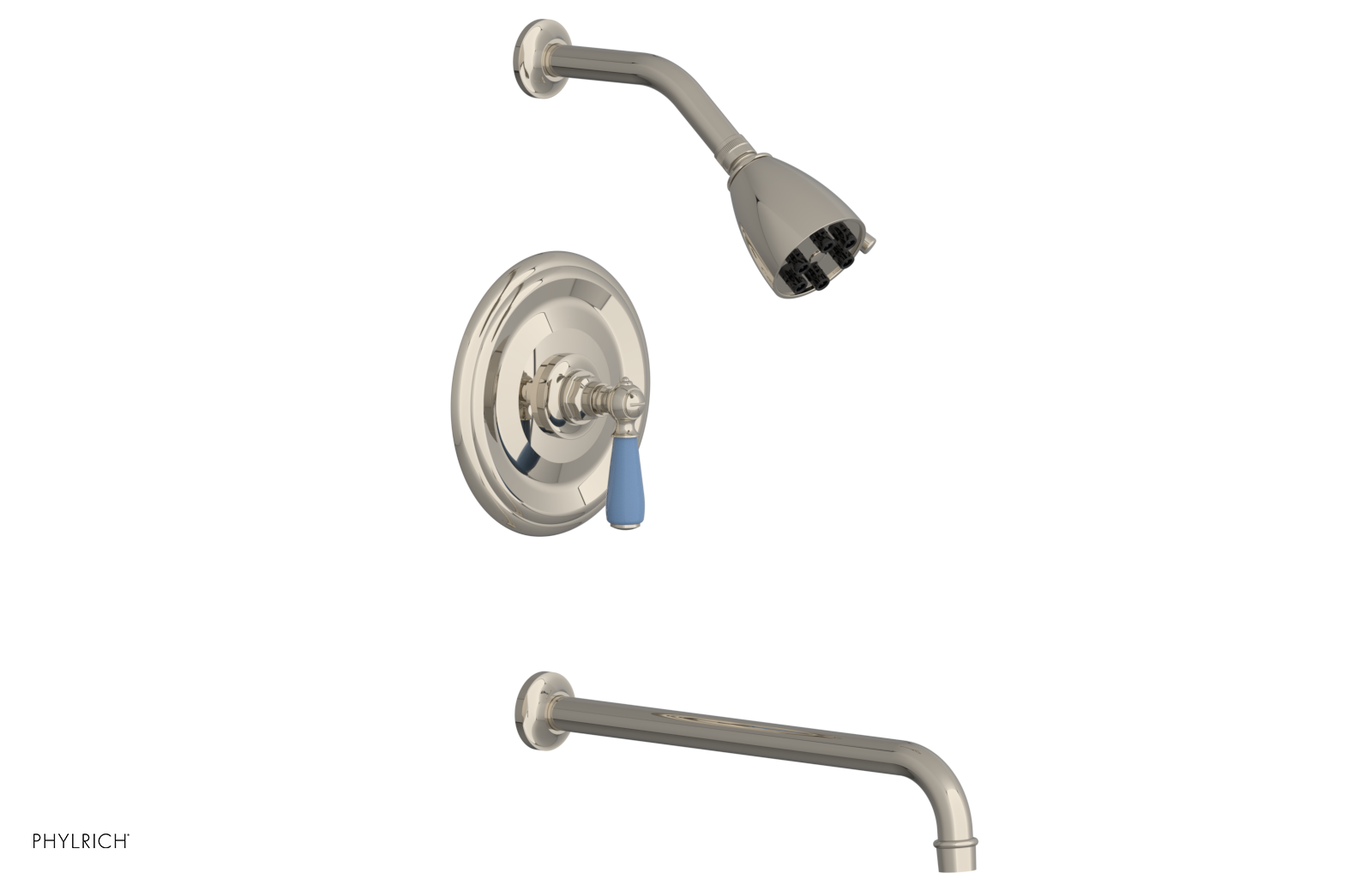 JAMESTOWN - 14" Pressure Balance Tub & Shower Set - Lever Handle with "Light Blue" Accents 165-27-14