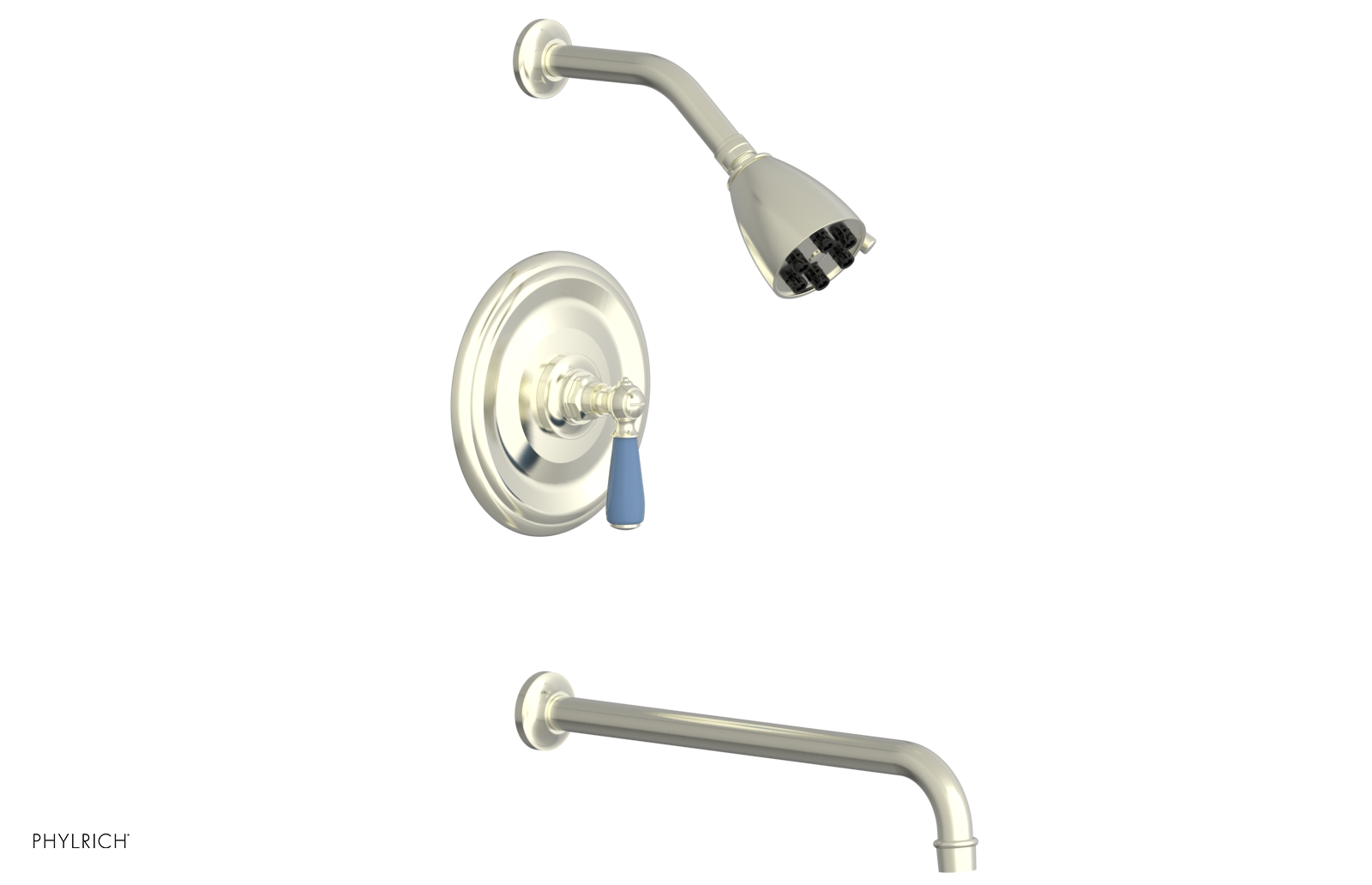 JAMESTOWN - 14" Pressure Balance Tub & Shower Set - Lever Handle with "Light Blue" Accents 165-27-14