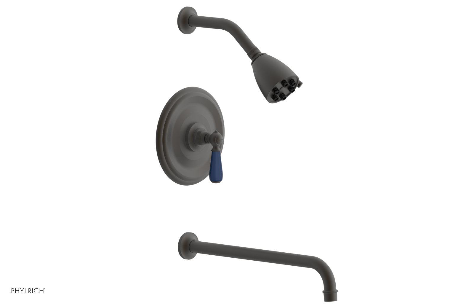 JAMESTOWN - 14" Pressure Balance Tub & Shower Set - Lever Handle with "Navy Blue" Accents 165-27-14