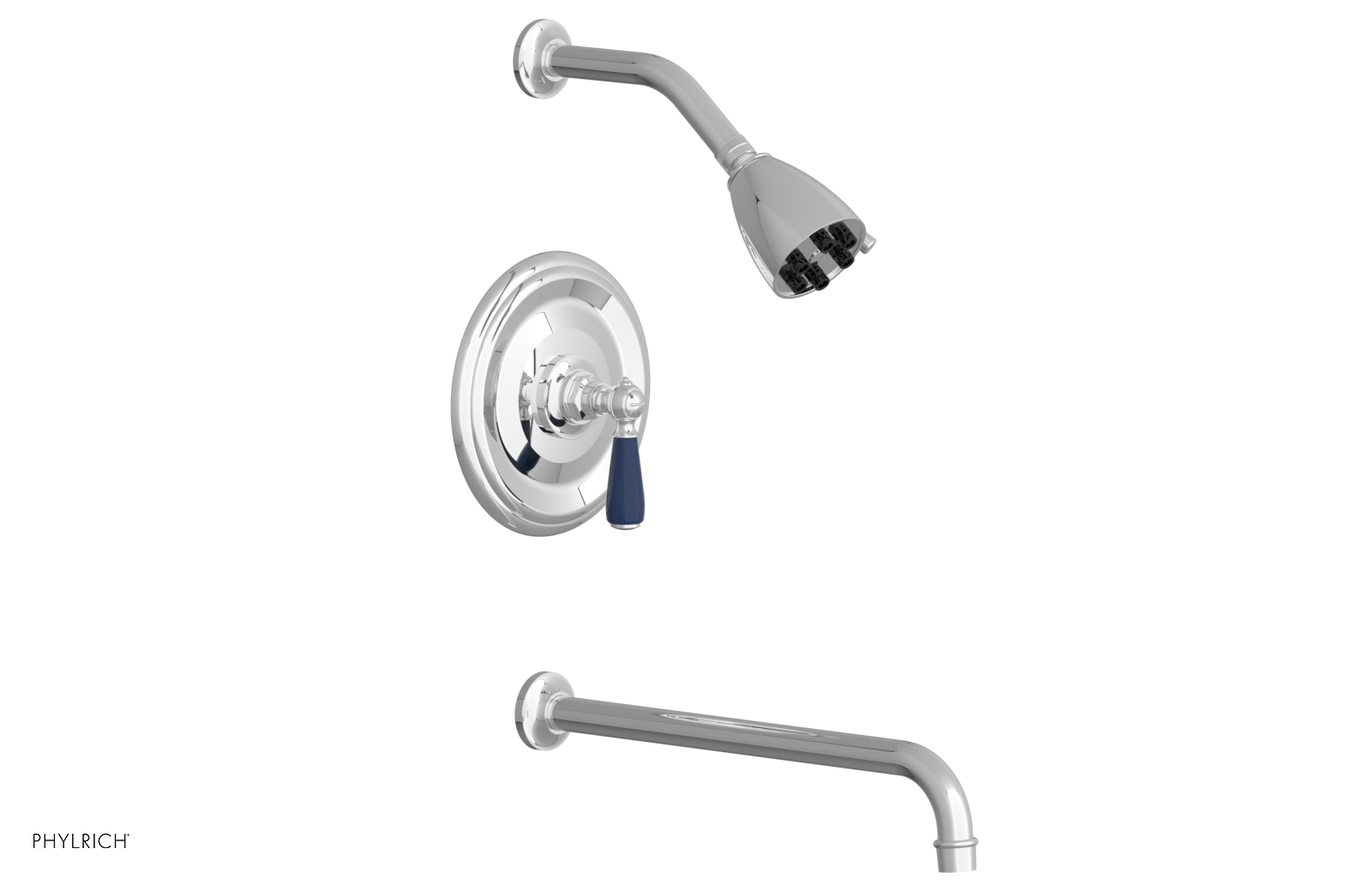JAMESTOWN - 14" Pressure Balance Tub & Shower Set - Lever Handle with "Navy Blue" Accents 165-27-14