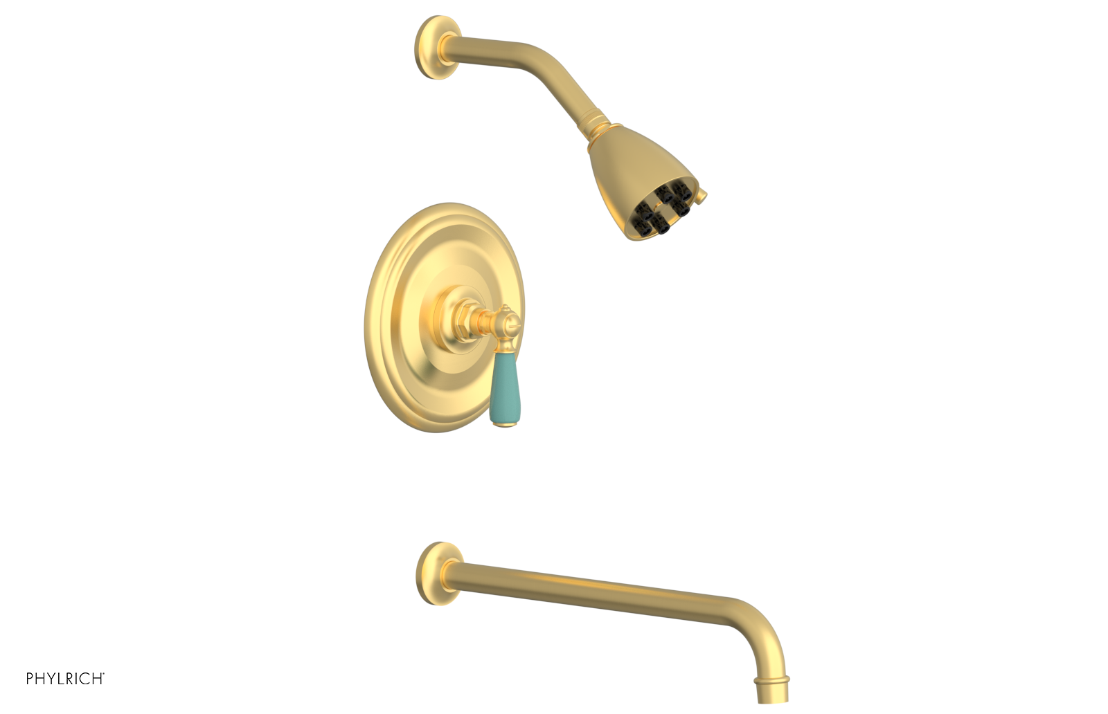 JAMESTOWN - 14" Pressure Balance Tub & Shower Set - Lever Handle with "Turqoise" Accents 165-27-14