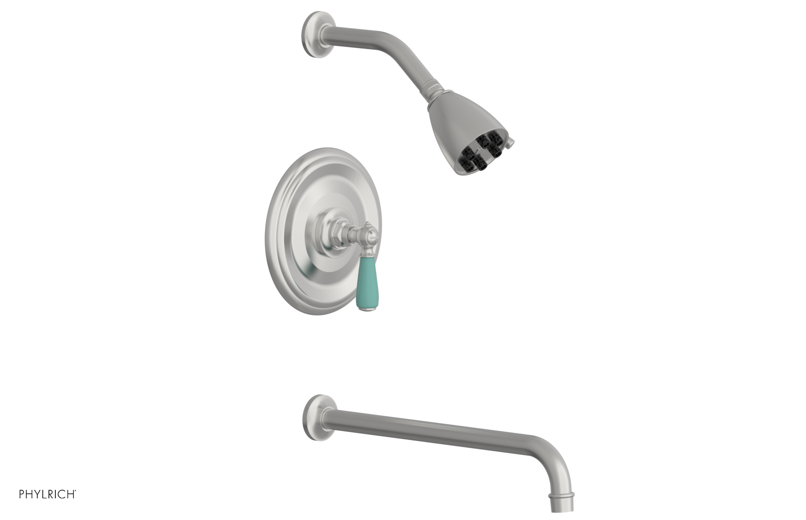 JAMESTOWN - 14" Pressure Balance Tub & Shower Set - Lever Handle with "Turqoise" Accents 165-27-14