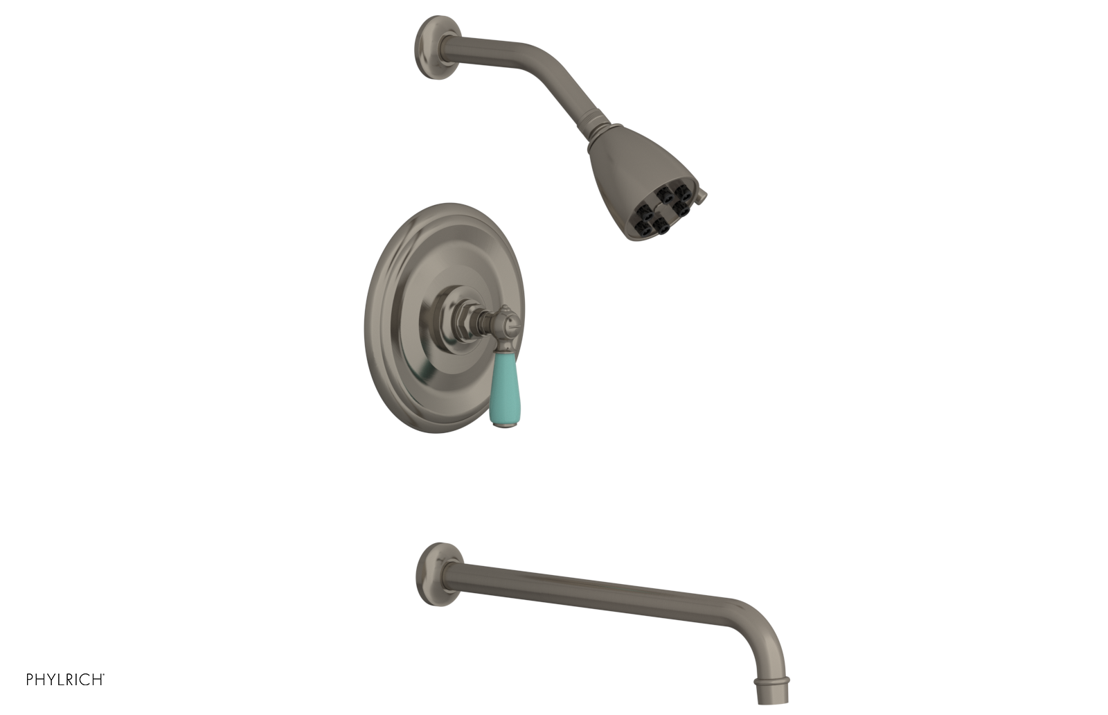 JAMESTOWN - 14" Pressure Balance Tub & Shower Set - Lever Handle with "Turqoise" Accents 165-27-14