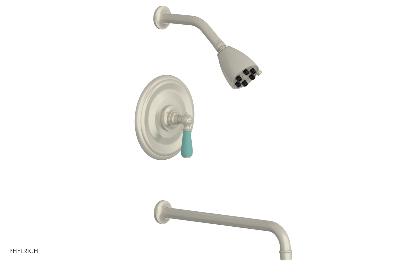JAMESTOWN - 14" Pressure Balance Tub & Shower Set - Lever Handle with "Turqoise" Accents 165-27-14
