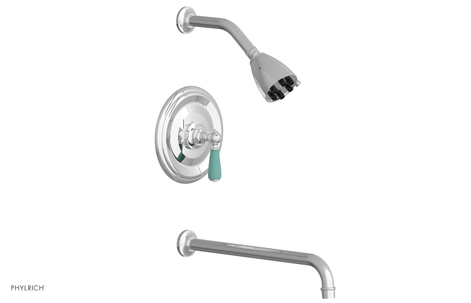 JAMESTOWN - 14" Pressure Balance Tub & Shower Set - Lever Handle with "Turqoise" Accents 165-27-14