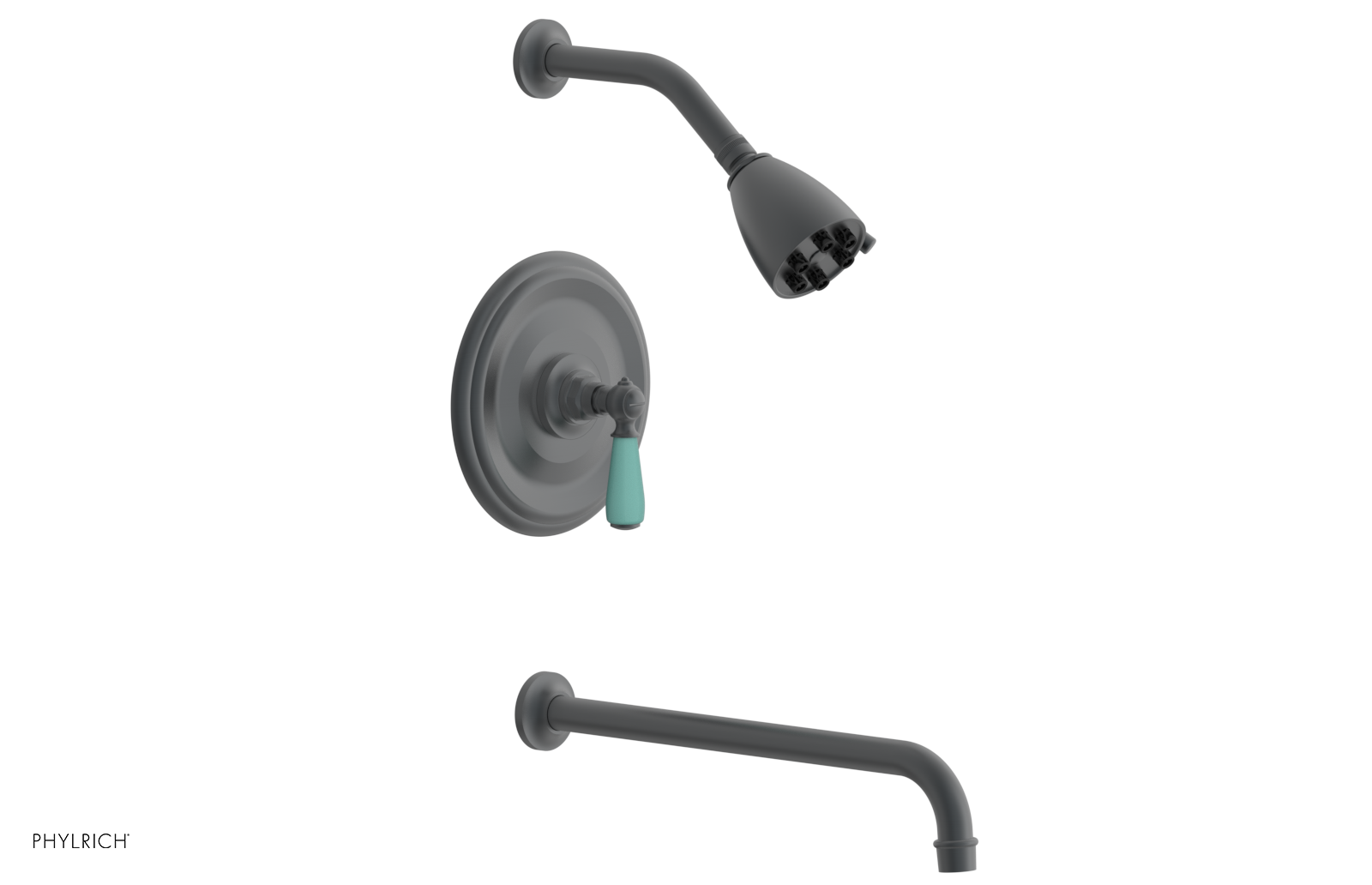 JAMESTOWN - 14" Pressure Balance Tub & Shower Set - Lever Handle with "Turqoise" Accents 165-27-14