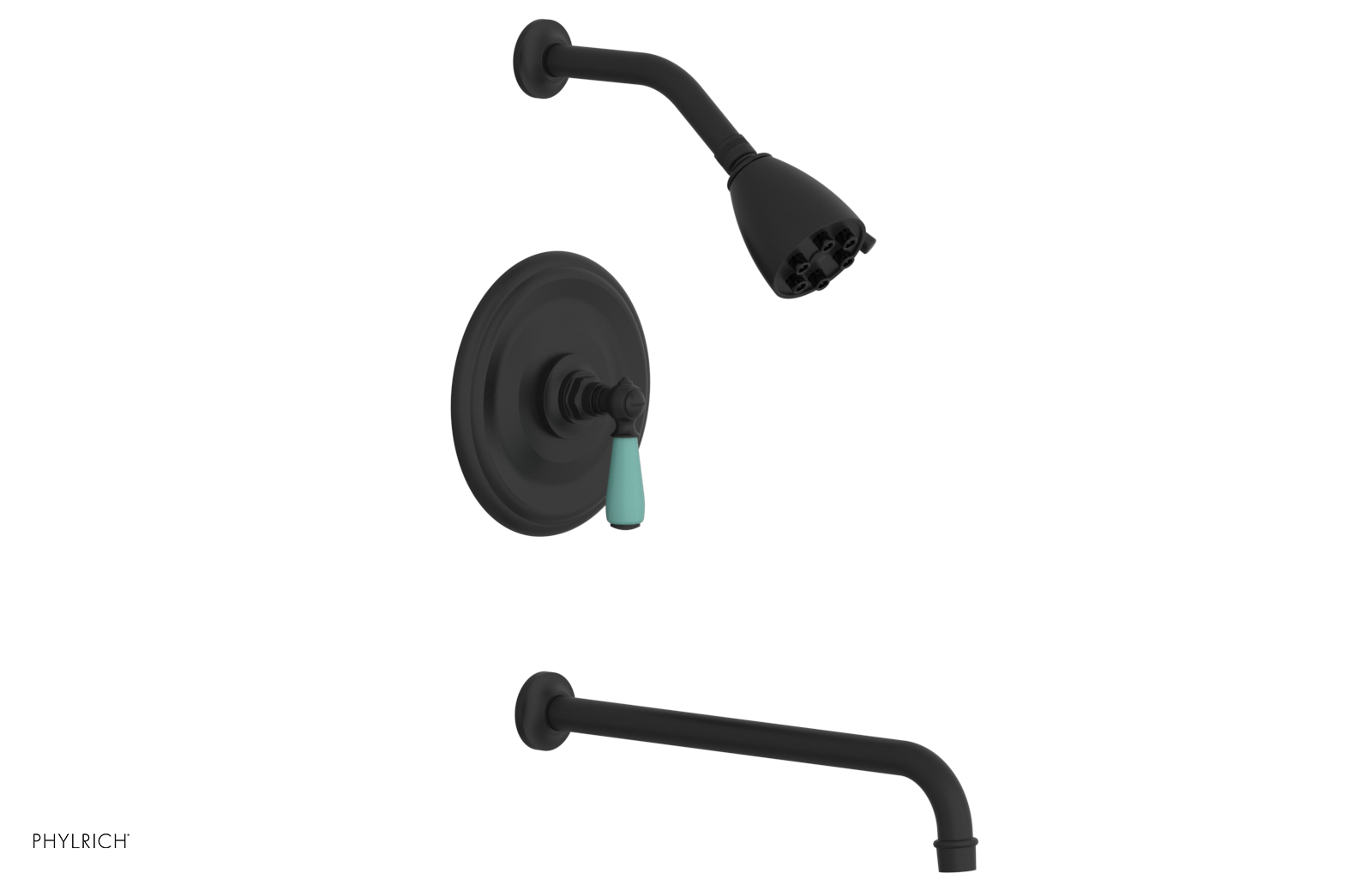 JAMESTOWN - 14" Pressure Balance Tub & Shower Set - Lever Handle with "Turqoise" Accents 165-27-14