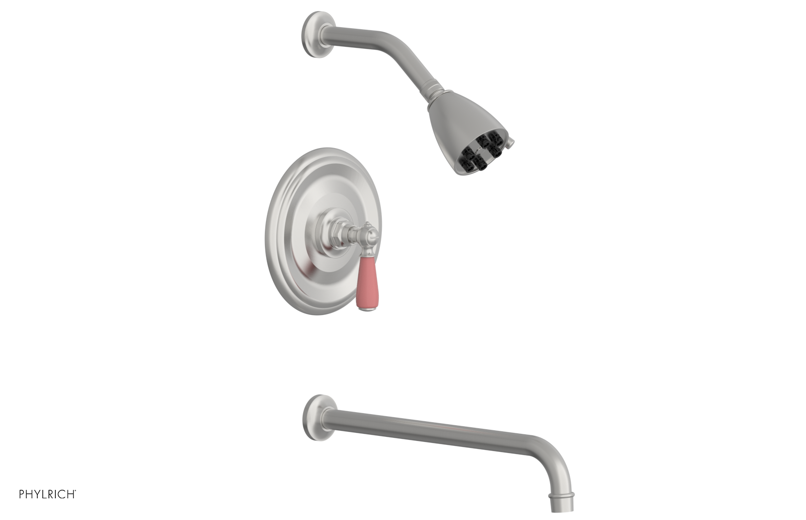 JAMESTOWN - 14" Pressure Balance Tub & Shower Set - Lever Handle with "Pink" Accents 165-27-14