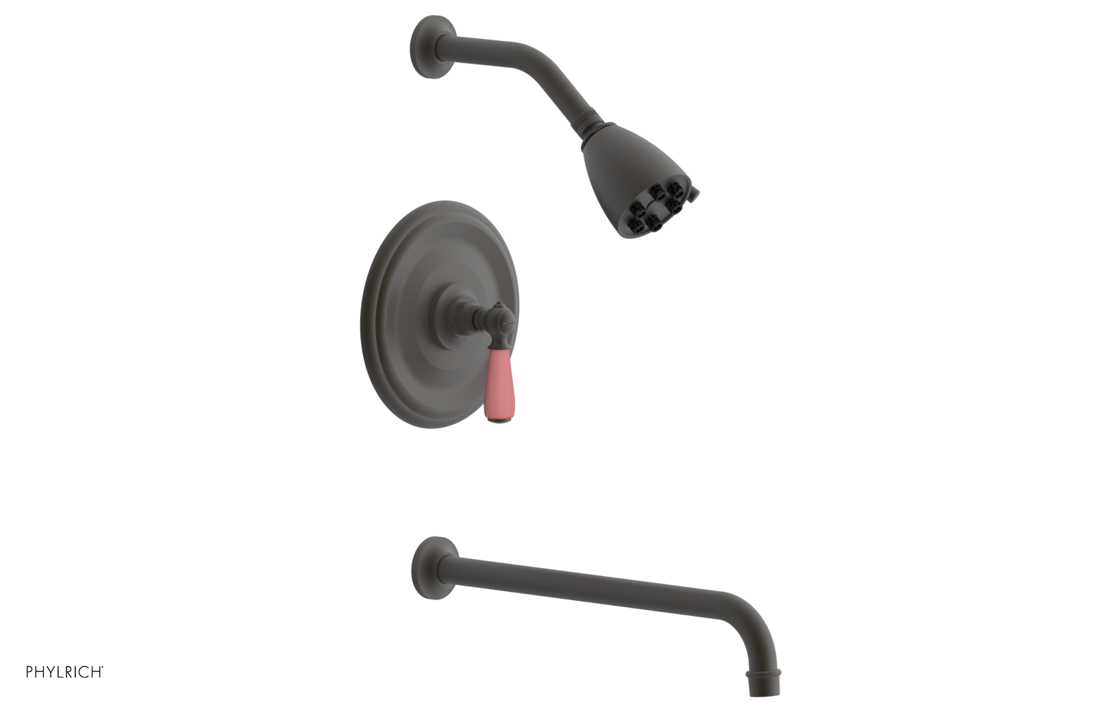 JAMESTOWN - 14" Pressure Balance Tub & Shower Set - Lever Handle with "Pink" Accents 165-27-14