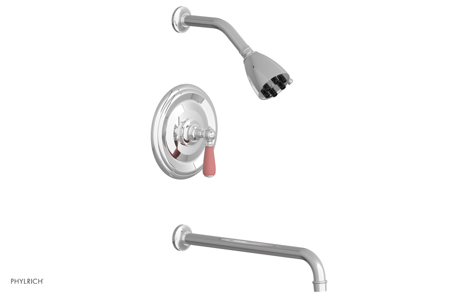JAMESTOWN - 14" Pressure Balance Tub & Shower Set - Lever Handle with "Pink" Accents 165-27-14
