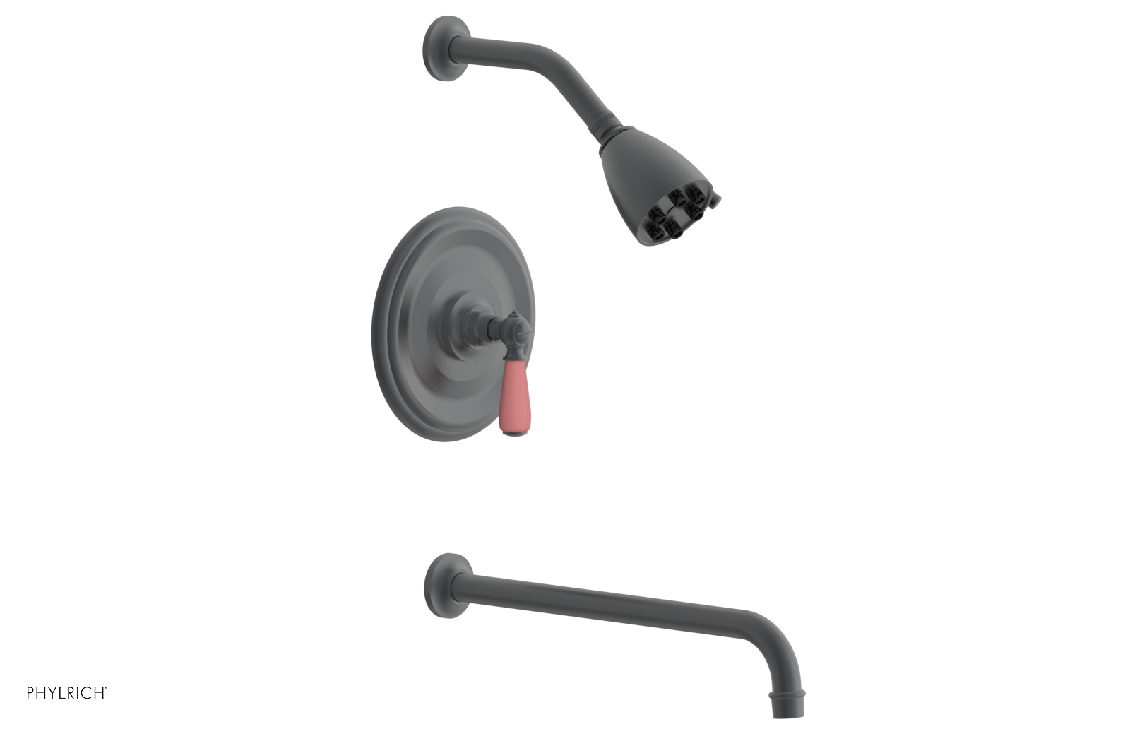 JAMESTOWN - 14" Pressure Balance Tub & Shower Set - Lever Handle with "Pink" Accents 165-27-14