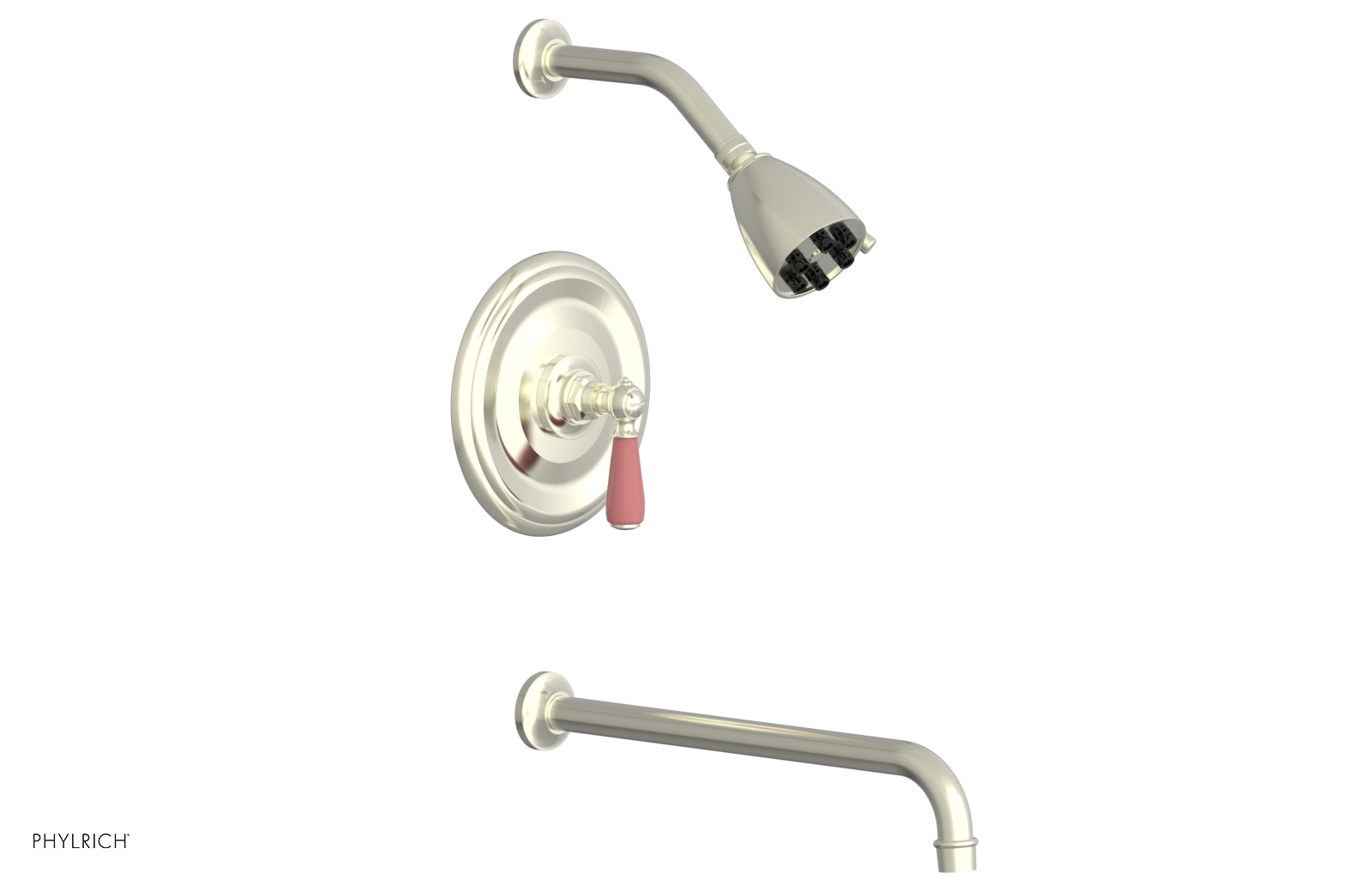 JAMESTOWN - 14" Pressure Balance Tub & Shower Set - Lever Handle with "Pink" Accents 165-27-14
