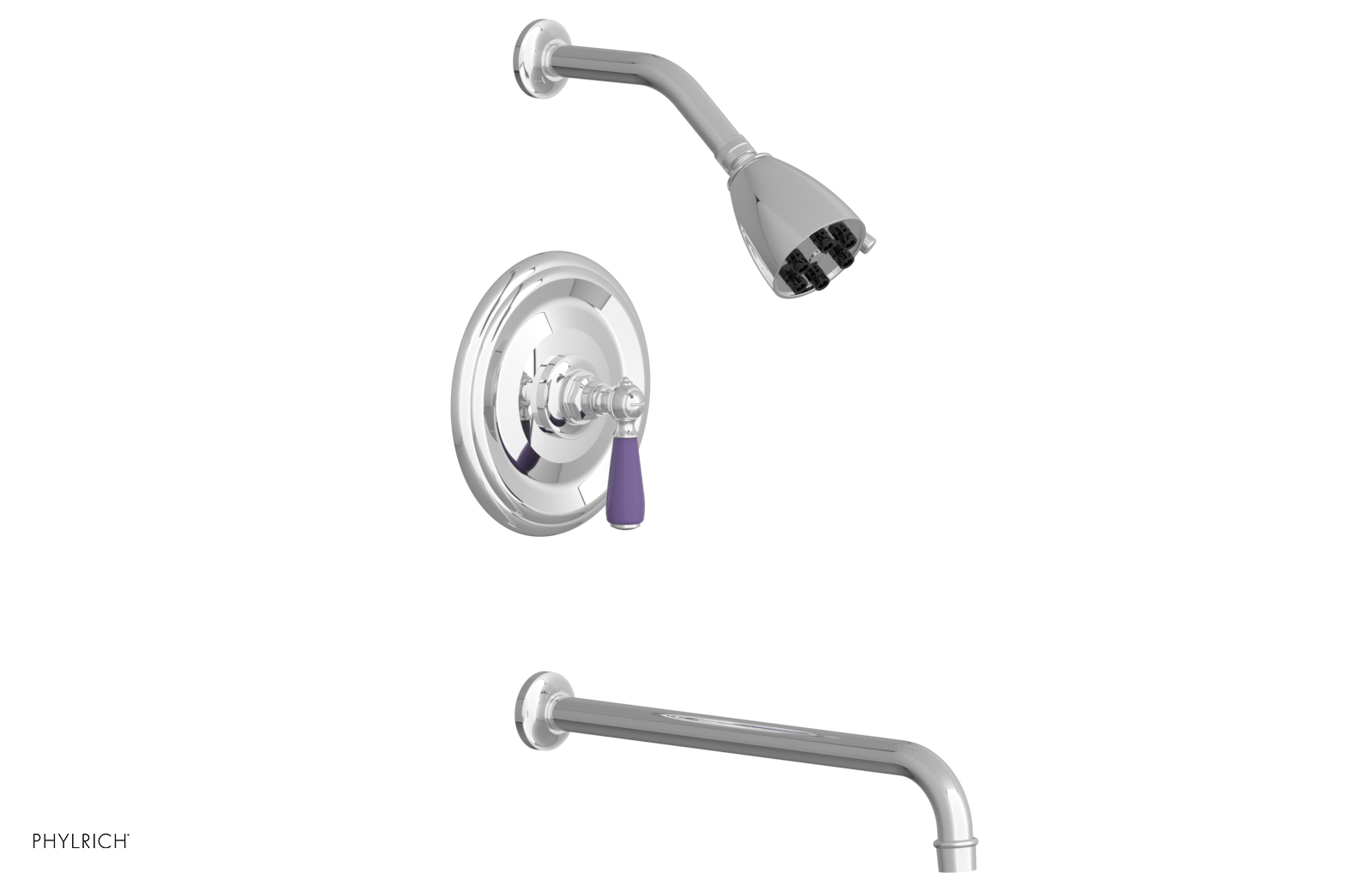 JAMESTOWN - 14" Pressure Balance Tub & Shower Set - Lever Handle with "Purple" Accents 165-27-14