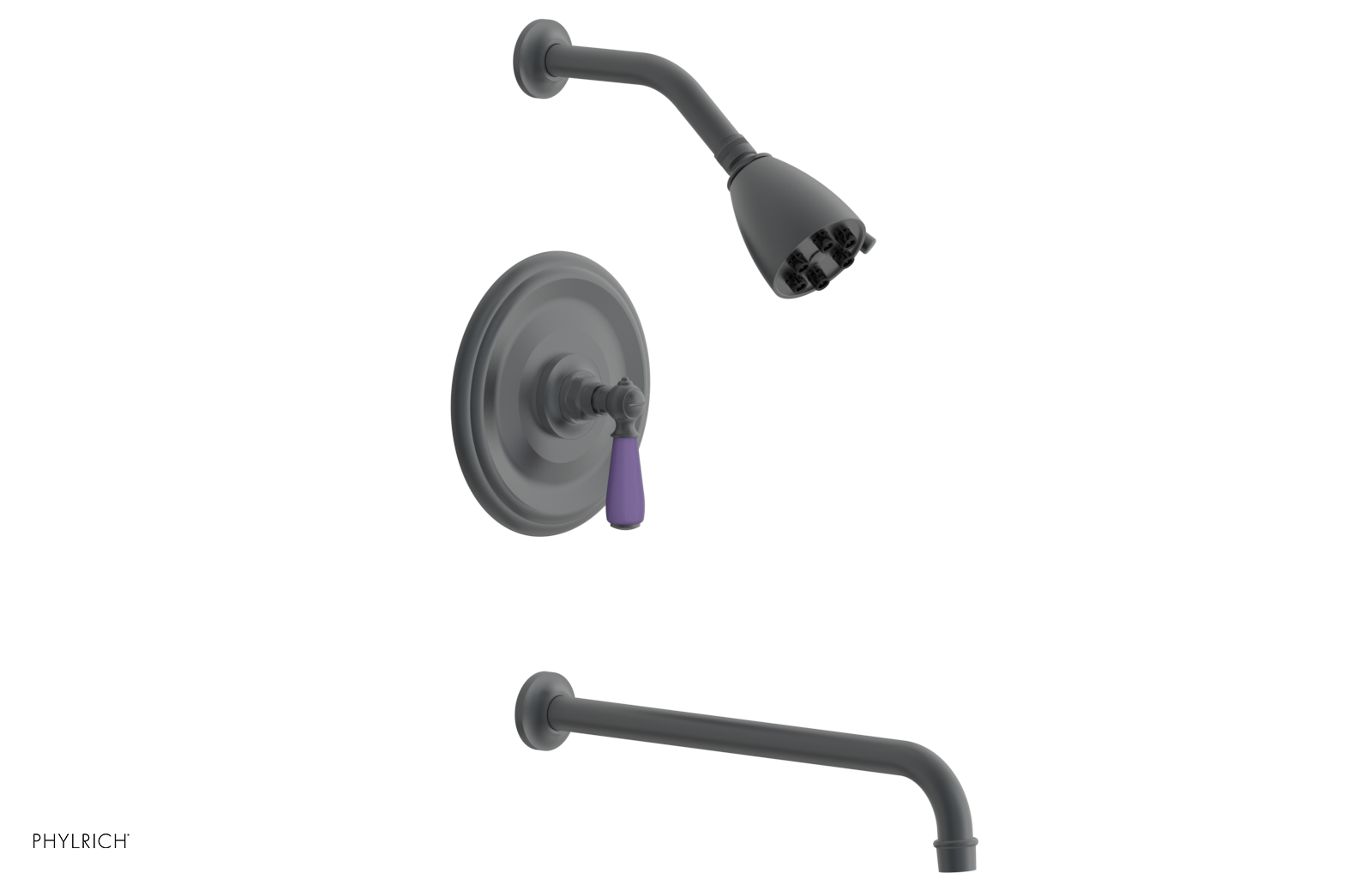 JAMESTOWN - 14" Pressure Balance Tub & Shower Set - Lever Handle with "Purple" Accents 165-27-14