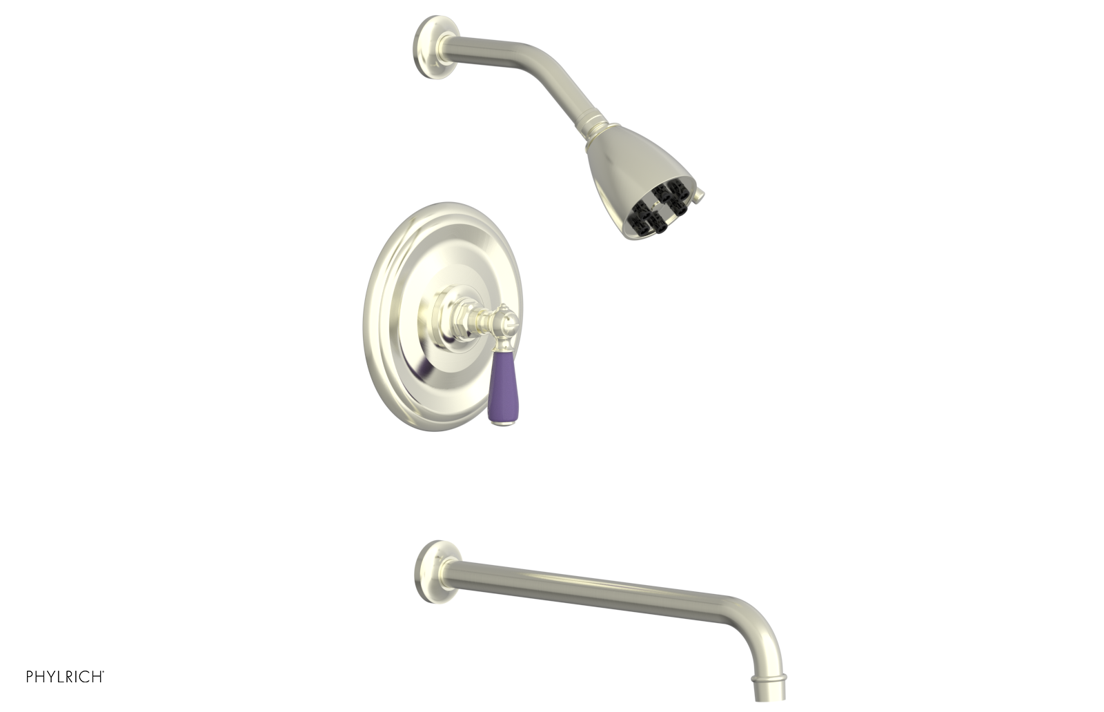 JAMESTOWN - 14" Pressure Balance Tub & Shower Set - Lever Handle with "Purple" Accents 165-27-14