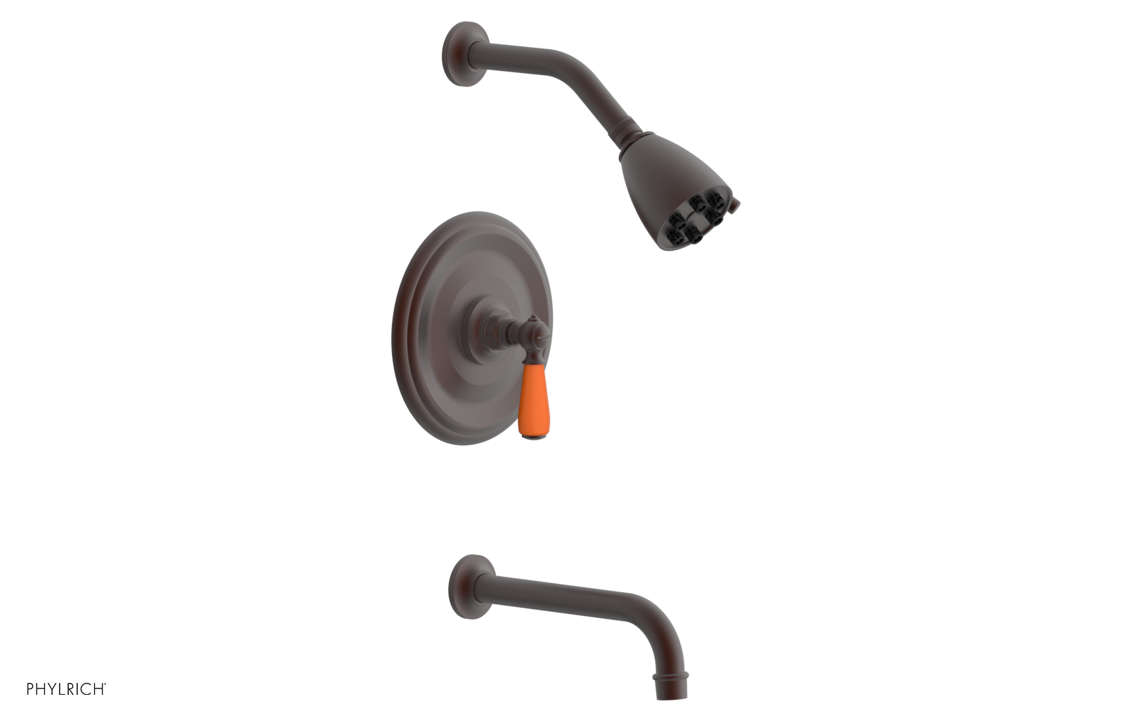 JAMESTOWN - Pressure Balance Tub & Shower Set - Lever Handle with "Orange" Accents 165-27