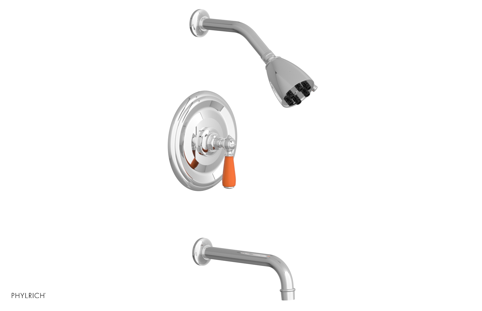 JAMESTOWN - Pressure Balance Tub & Shower Set - Lever Handle with "Orange" Accents 165-27