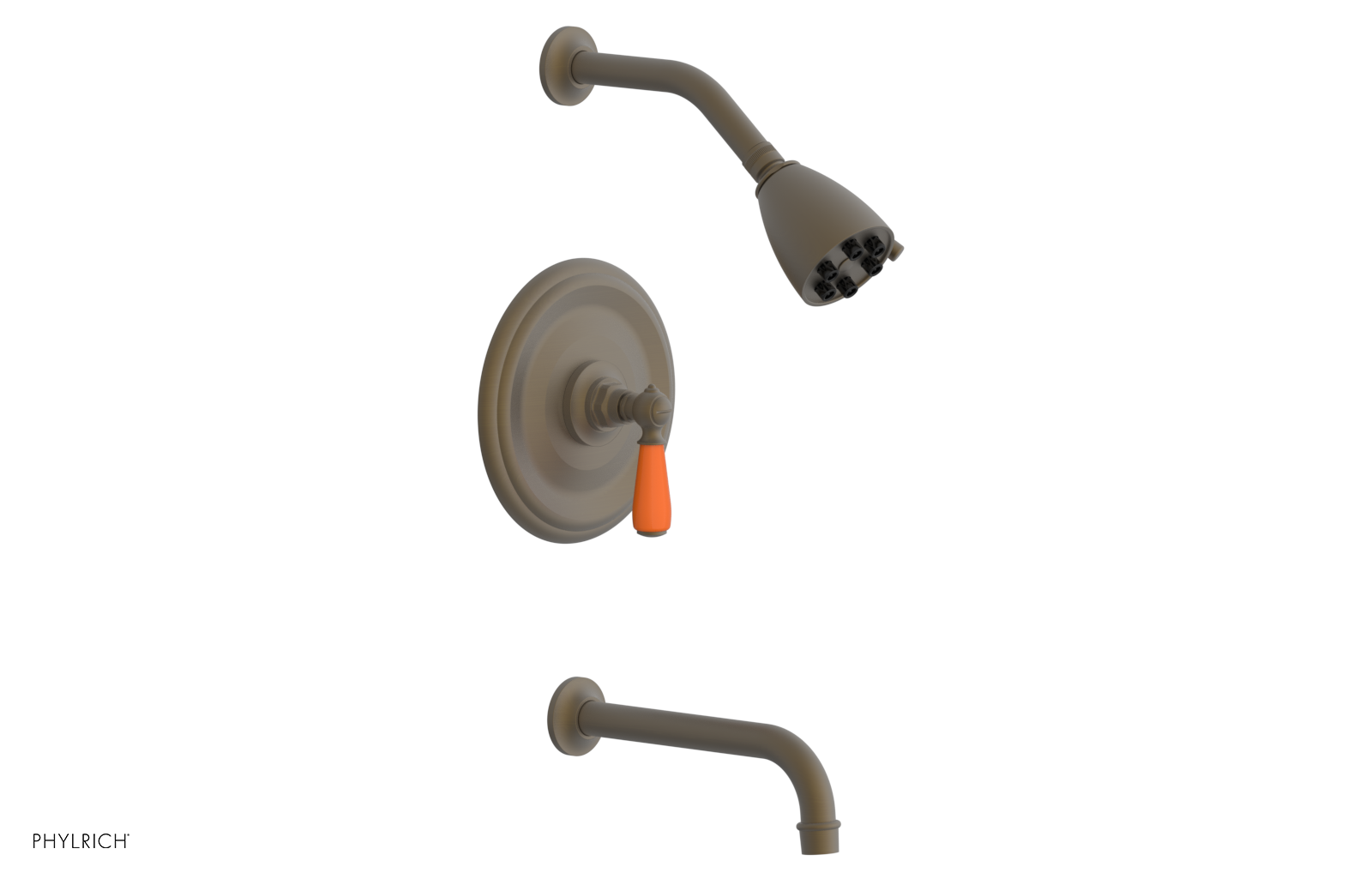JAMESTOWN - Pressure Balance Tub & Shower Set - Lever Handle with "Orange" Accents 165-27