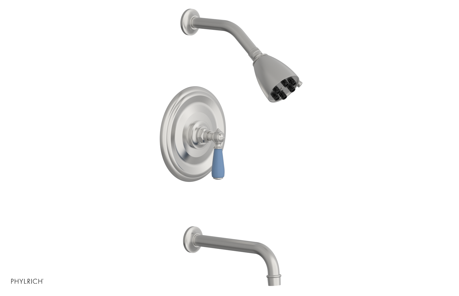 JAMESTOWN - Pressure Balance Tub & Shower Set - Lever Handle with "Light Blue" Accents 165-27