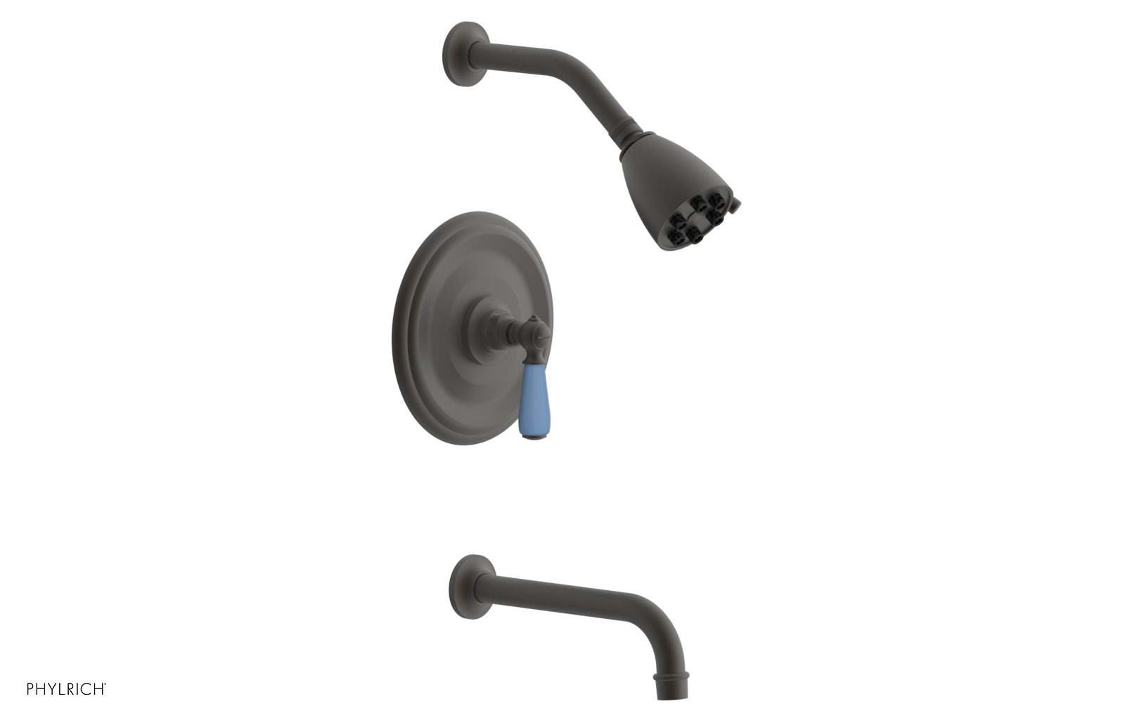 JAMESTOWN - Pressure Balance Tub & Shower Set - Lever Handle with "Light Blue" Accents 165-27