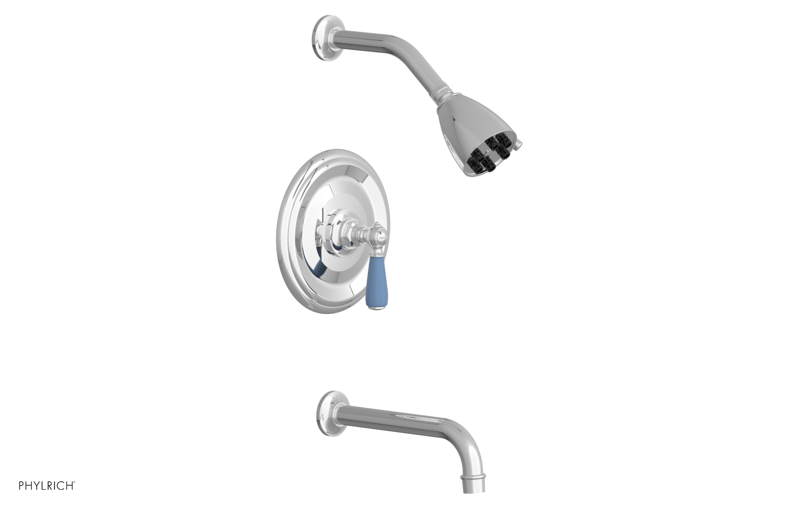 JAMESTOWN - Pressure Balance Tub & Shower Set - Lever Handle with "Light Blue" Accents 165-27
