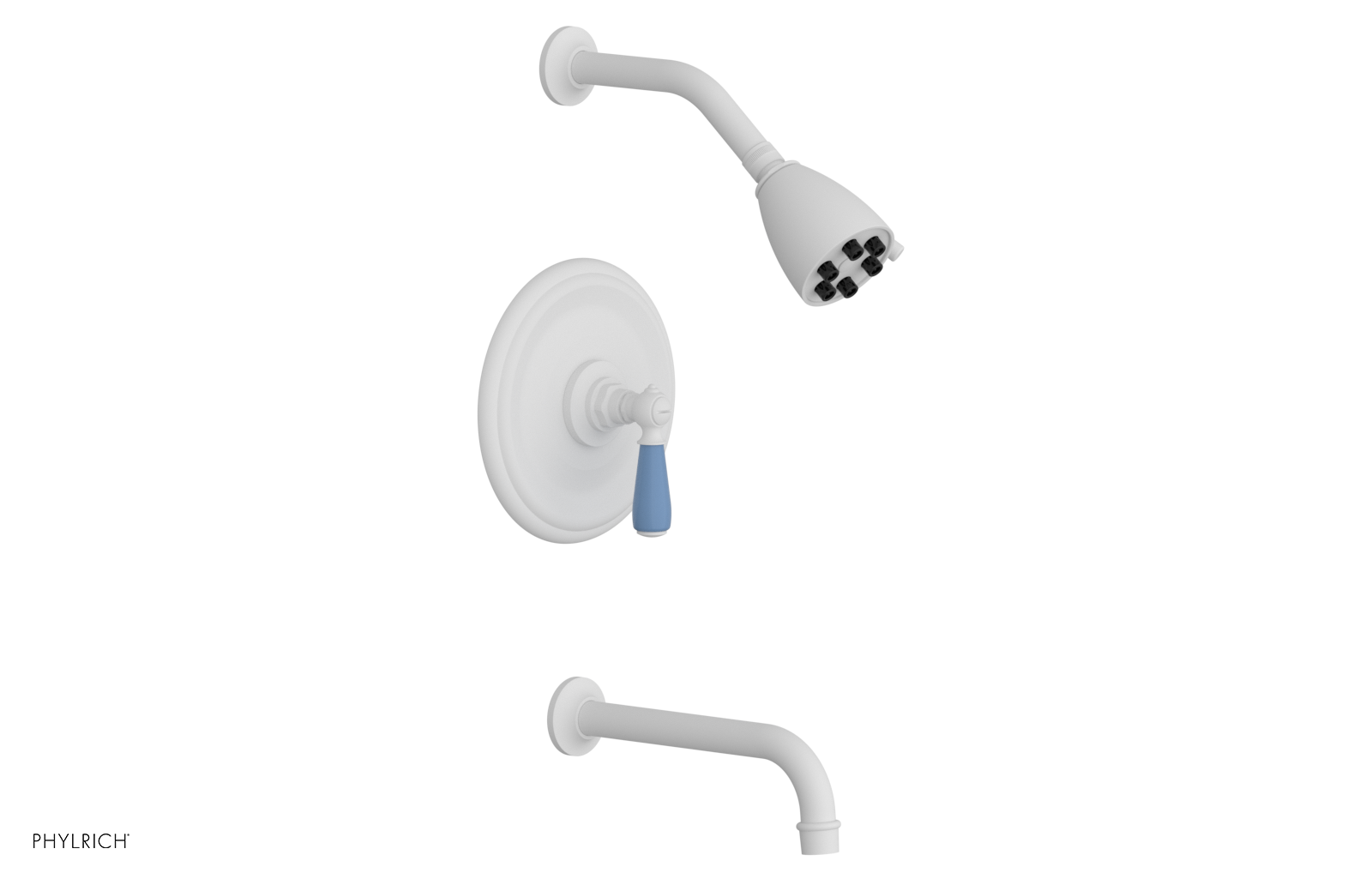 JAMESTOWN - Pressure Balance Tub & Shower Set - Lever Handle with "Light Blue" Accents 165-27