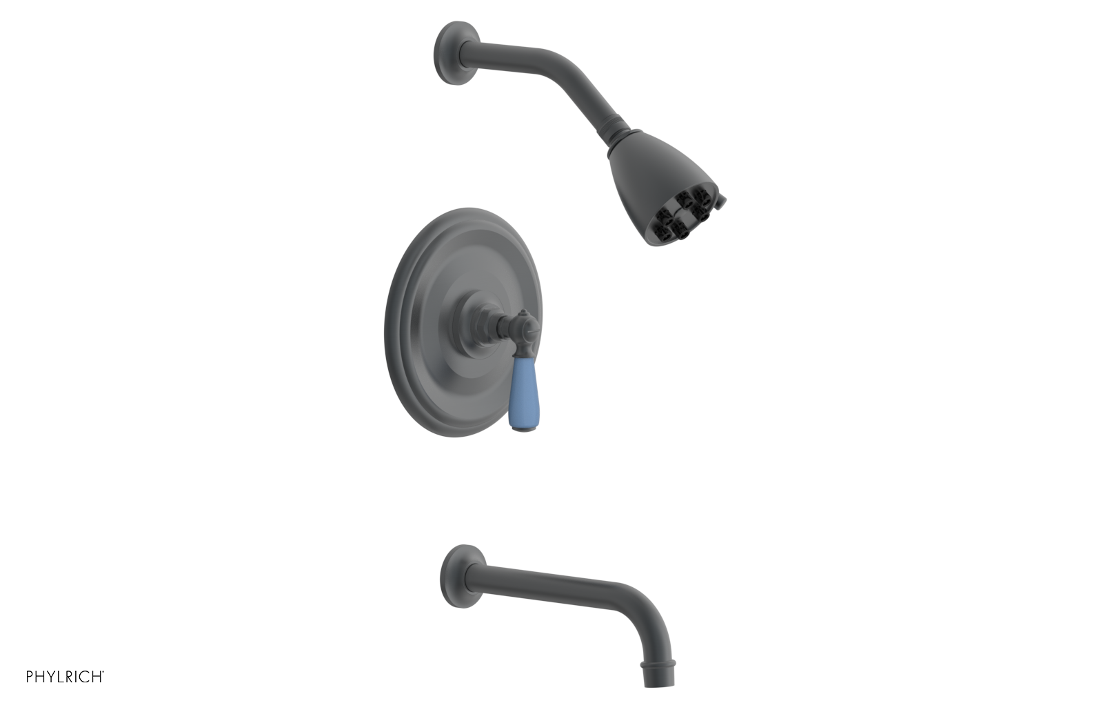 JAMESTOWN - Pressure Balance Tub & Shower Set - Lever Handle with "Light Blue" Accents 165-27