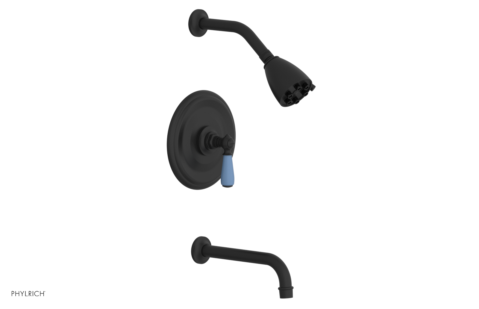JAMESTOWN - Pressure Balance Tub & Shower Set - Lever Handle with "Light Blue" Accents 165-27