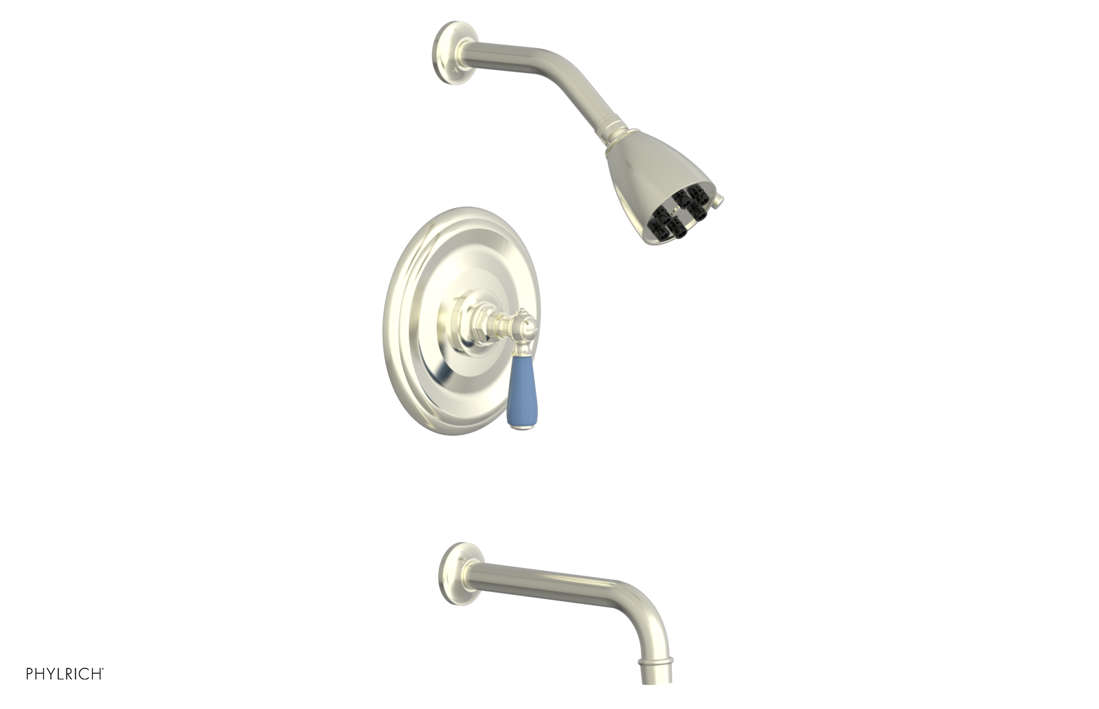 JAMESTOWN - Pressure Balance Tub & Shower Set - Lever Handle with "Light Blue" Accents 165-27