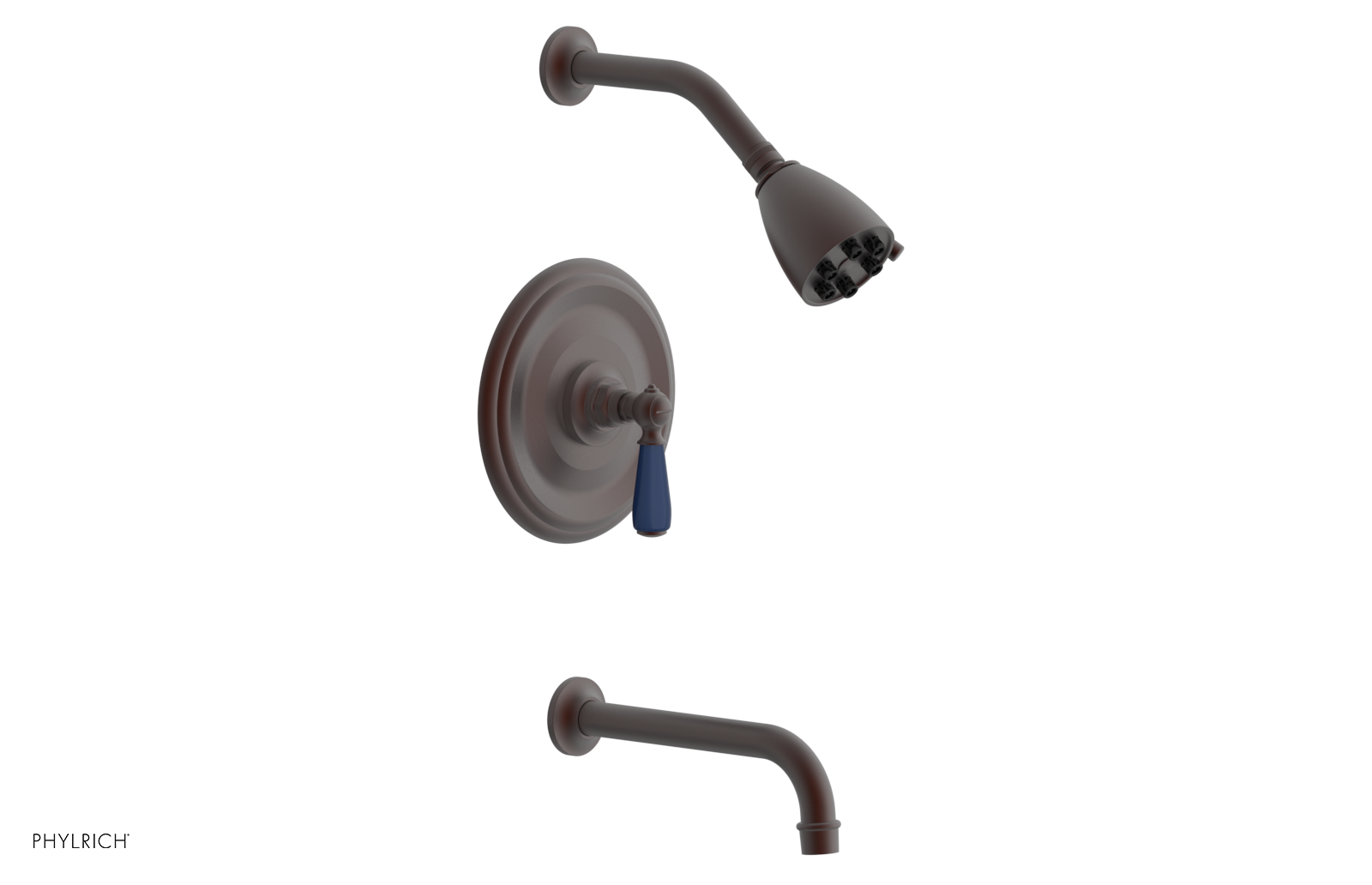 JAMESTOWN - Pressure Balance Tub & Shower Set - Lever Handle with "Navy Blue" Accents 165-27