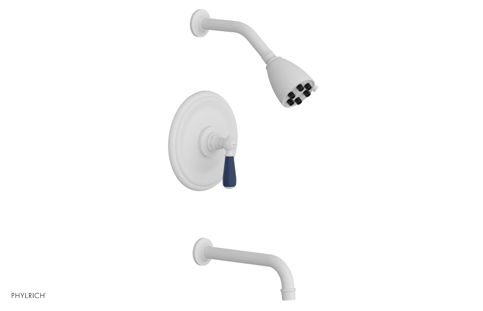 JAMESTOWN - Pressure Balance Tub & Shower Set - Lever Handle with "Navy Blue" Accents 165-27