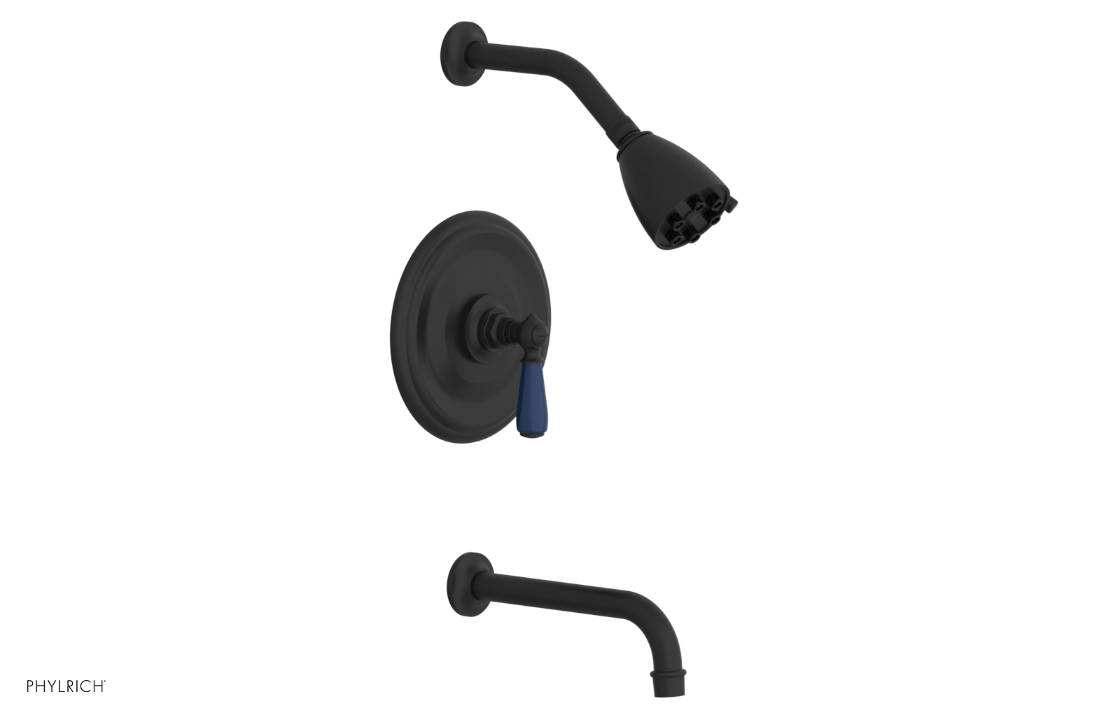 JAMESTOWN - Pressure Balance Tub & Shower Set - Lever Handle with "Navy Blue" Accents 165-27