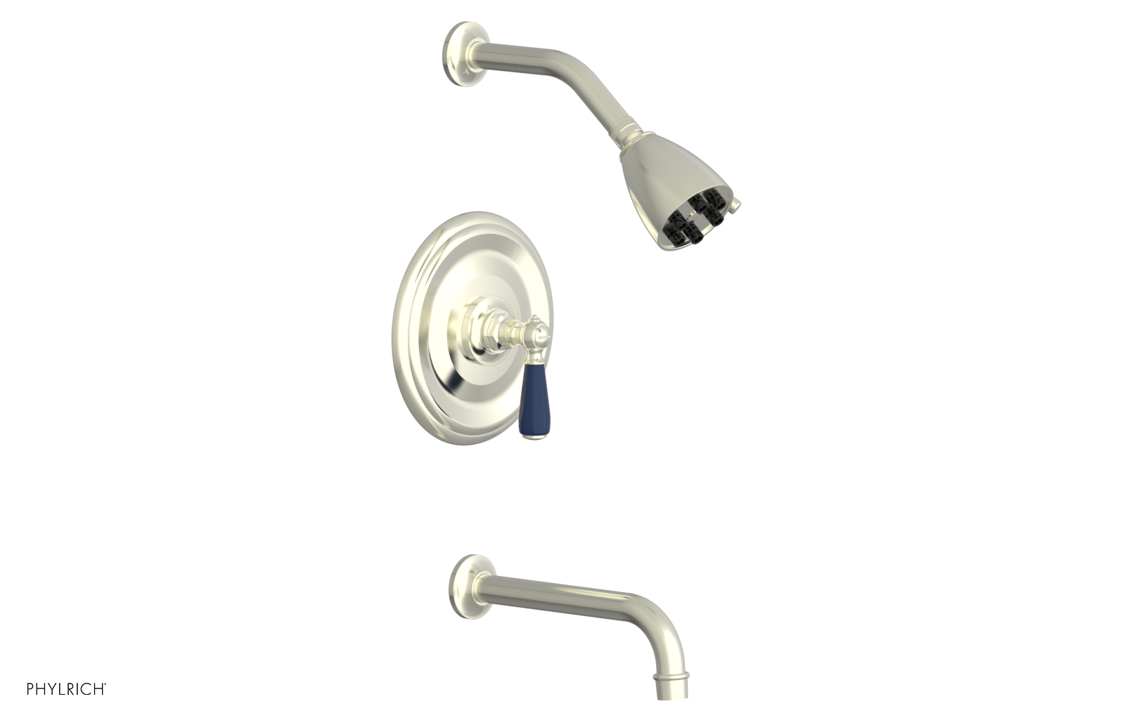 JAMESTOWN - Pressure Balance Tub & Shower Set - Lever Handle with "Navy Blue" Accents 165-27