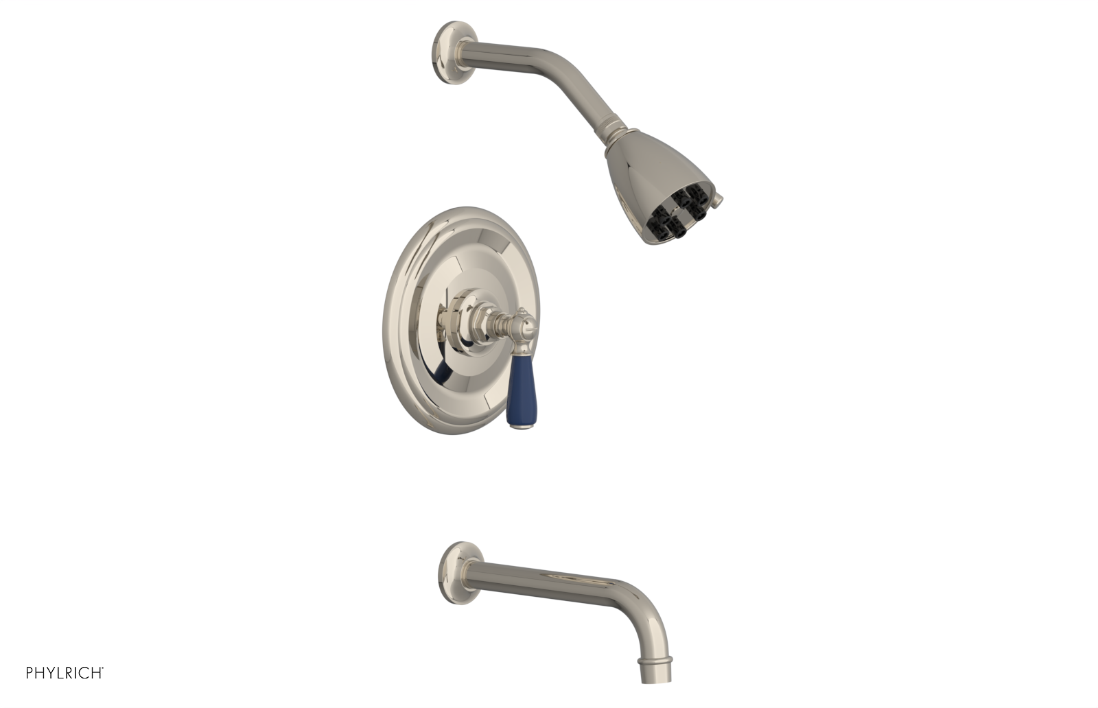 JAMESTOWN - Pressure Balance Tub & Shower Set - Lever Handle with "Navy Blue" Accents 165-27