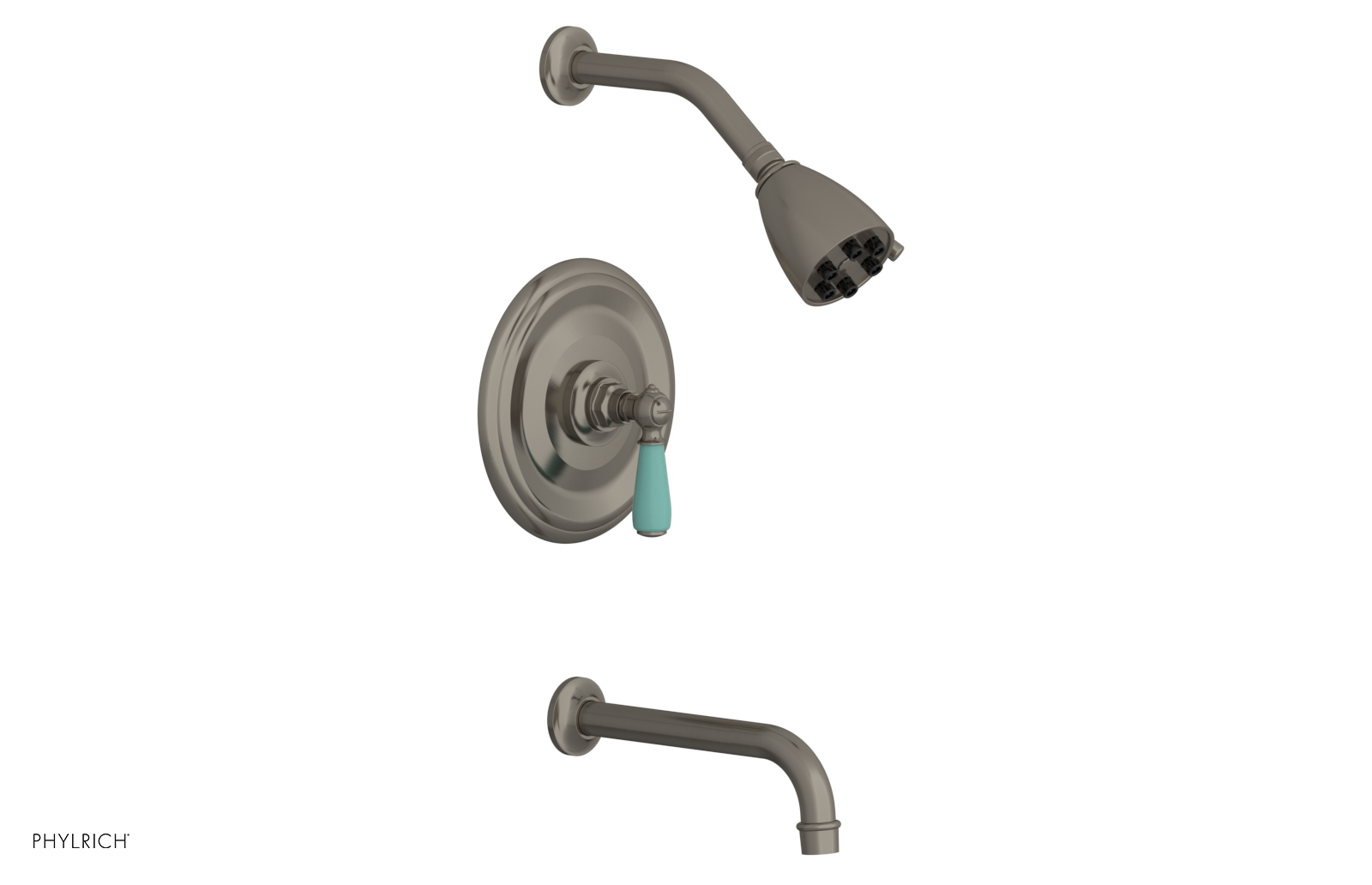 JAMESTOWN - Pressure Balance Tub & Shower Set - Lever Handle with "Turqoise" Accents 165-27