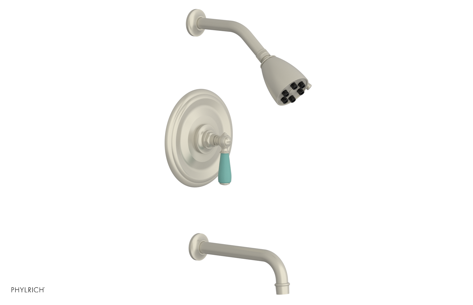 JAMESTOWN - Pressure Balance Tub & Shower Set - Lever Handle with "Turqoise" Accents 165-27