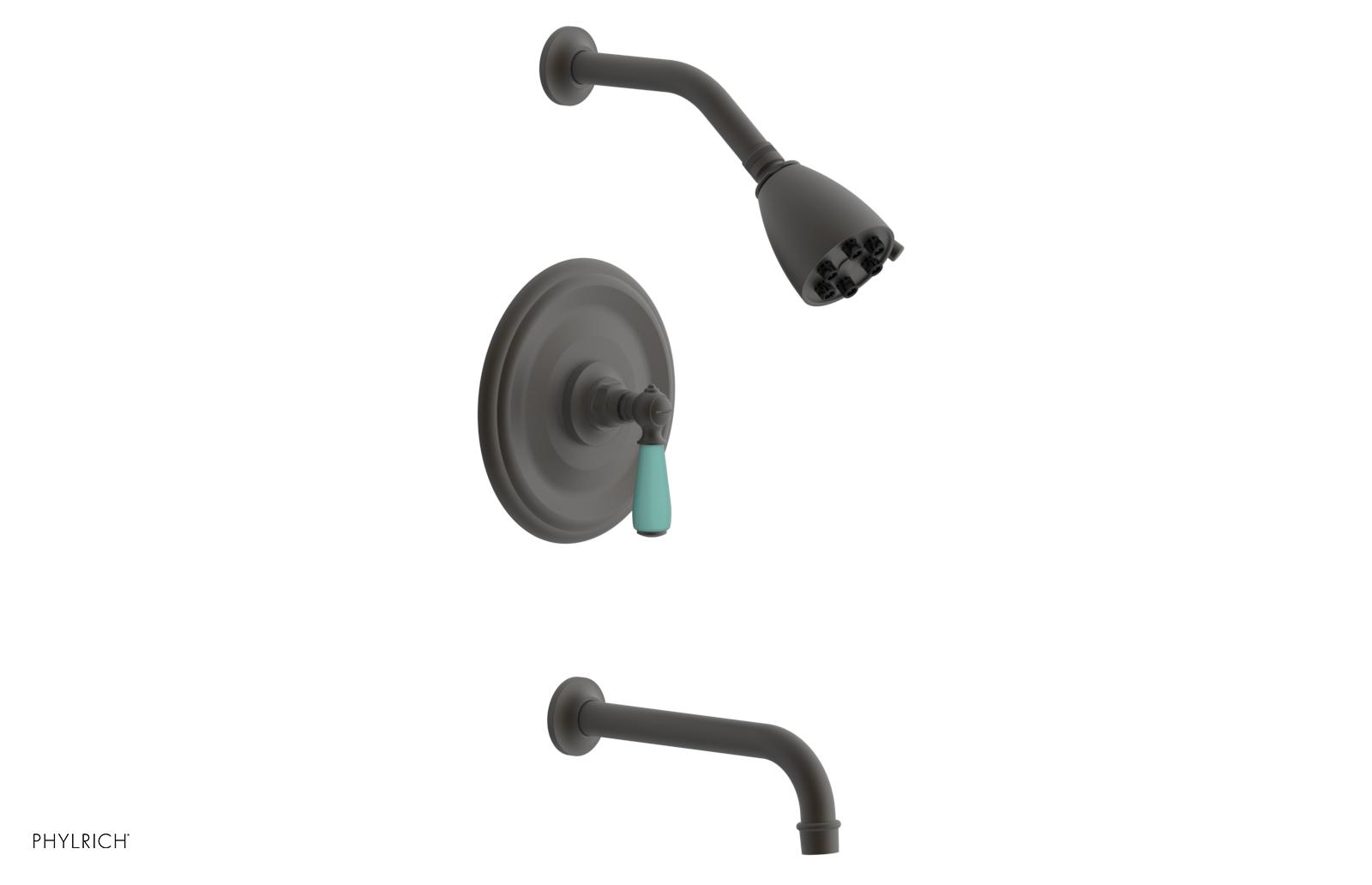 JAMESTOWN - Pressure Balance Tub & Shower Set - Lever Handle with "Turqoise" Accents 165-27