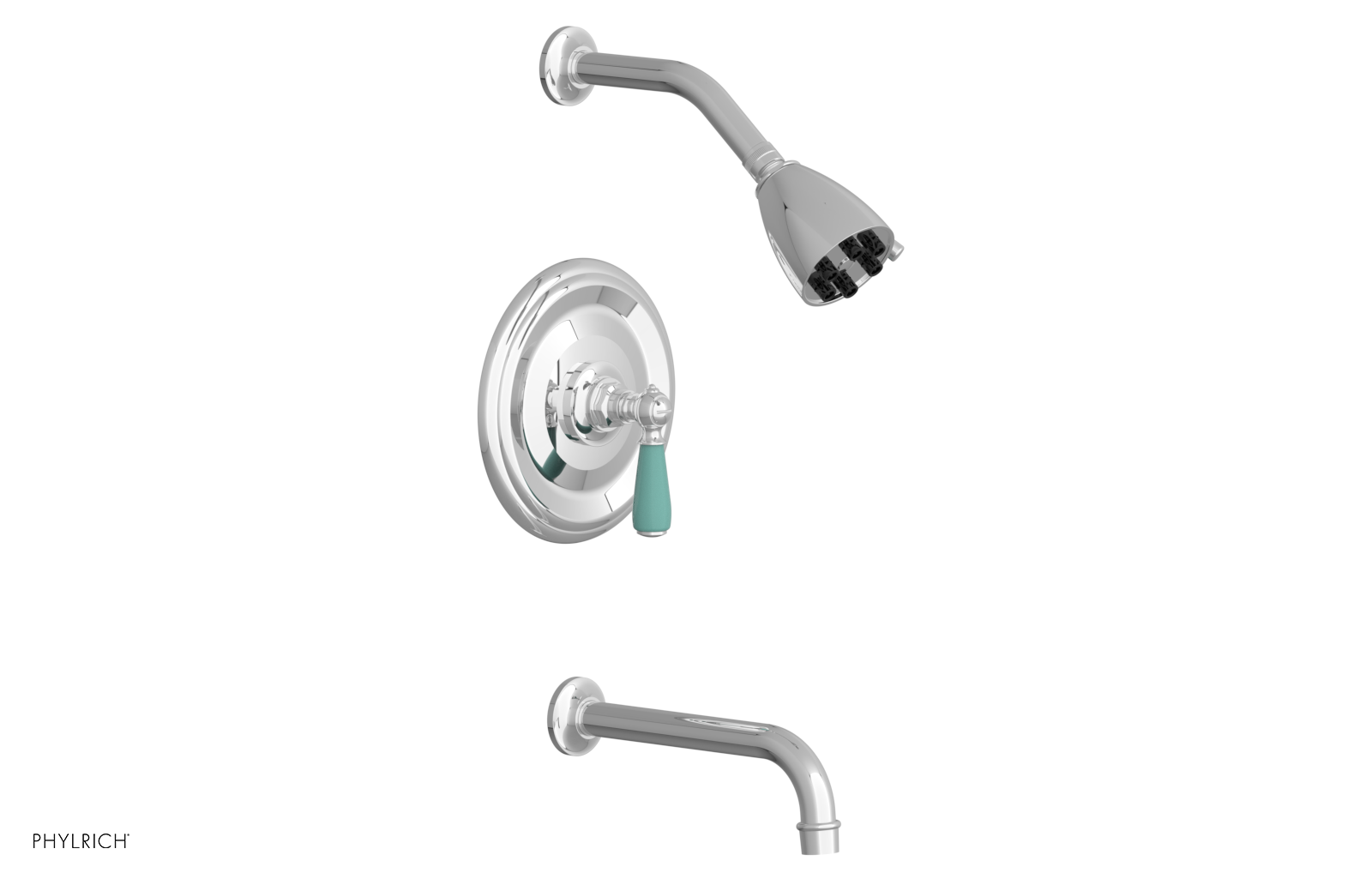 JAMESTOWN - Pressure Balance Tub & Shower Set - Lever Handle with "Turqoise" Accents 165-27