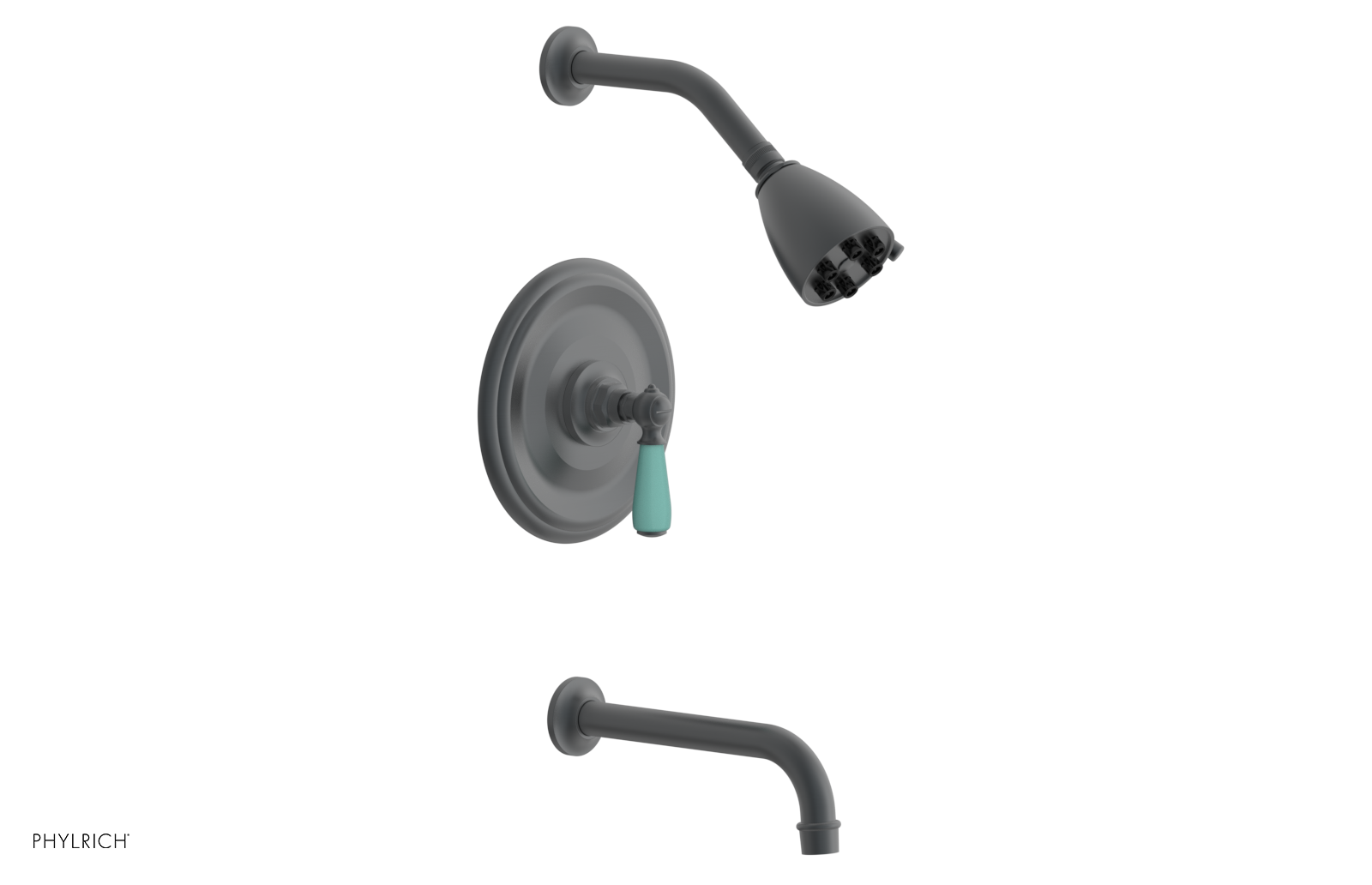 JAMESTOWN - Pressure Balance Tub & Shower Set - Lever Handle with "Turqoise" Accents 165-27