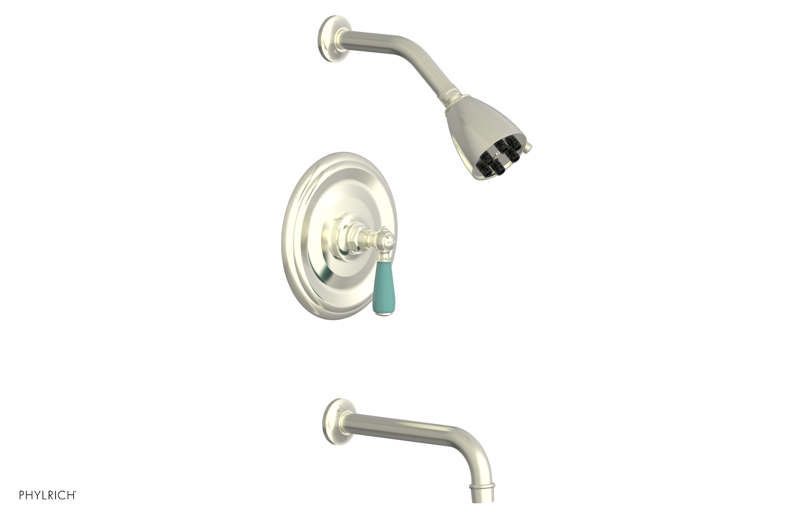JAMESTOWN - Pressure Balance Tub & Shower Set - Lever Handle with "Turqoise" Accents 165-27
