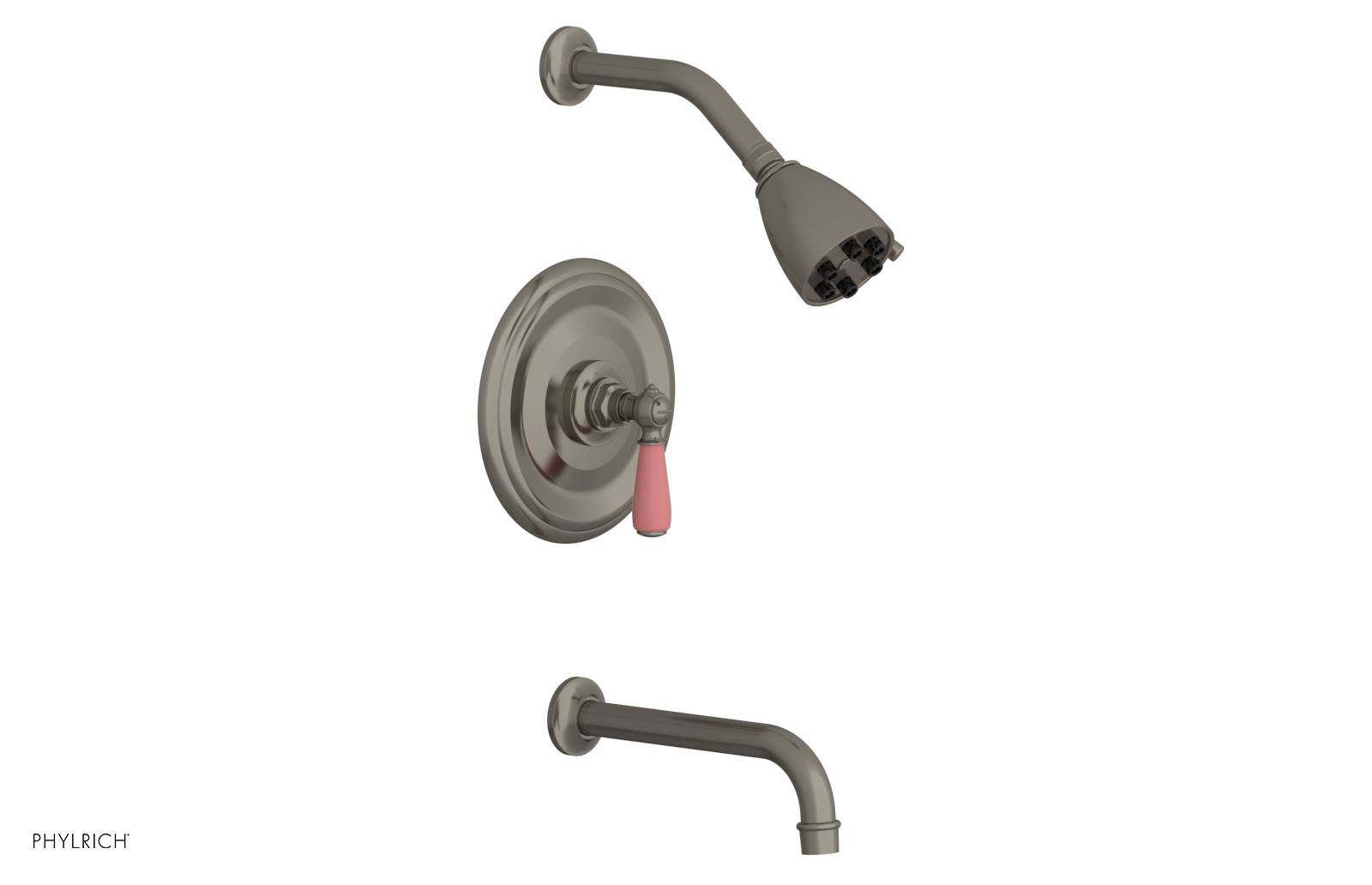 JAMESTOWN - Pressure Balance Tub & Shower Set - Lever Handle with "Pink" Accents 165-27